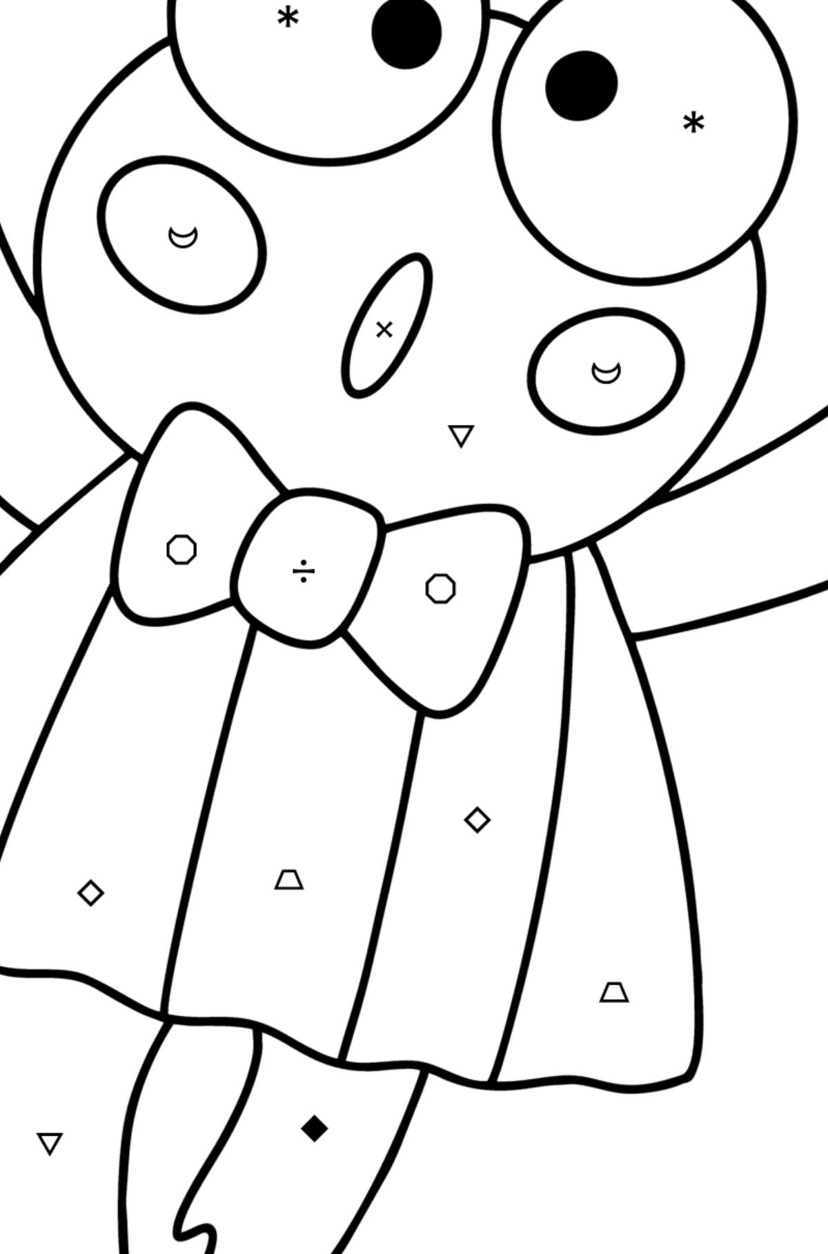 Hello Kitty Keroppi coloring page - Coloring by Symbols and Geometric Shapes for Kids