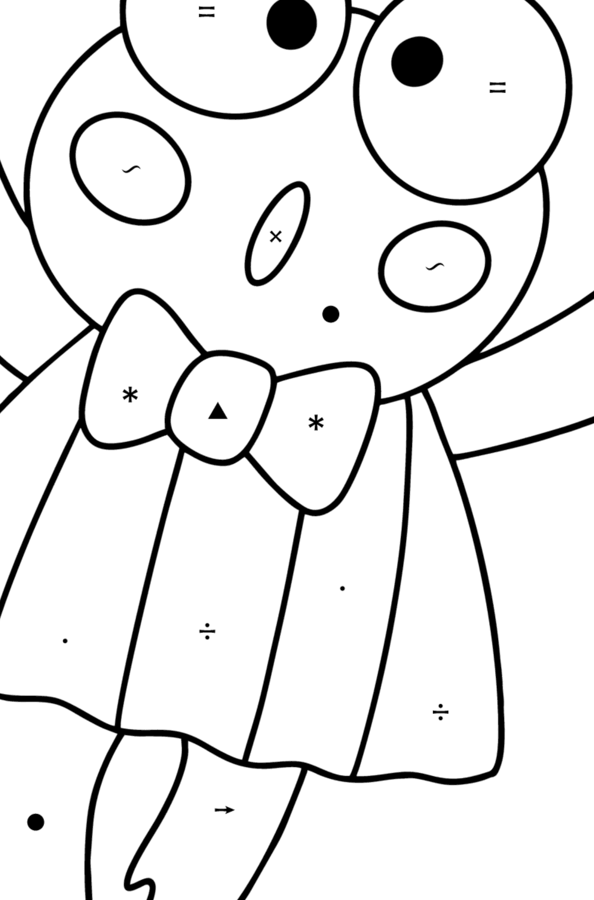 Hello Kitty Keroppi coloring page - Coloring by Symbols for Kids