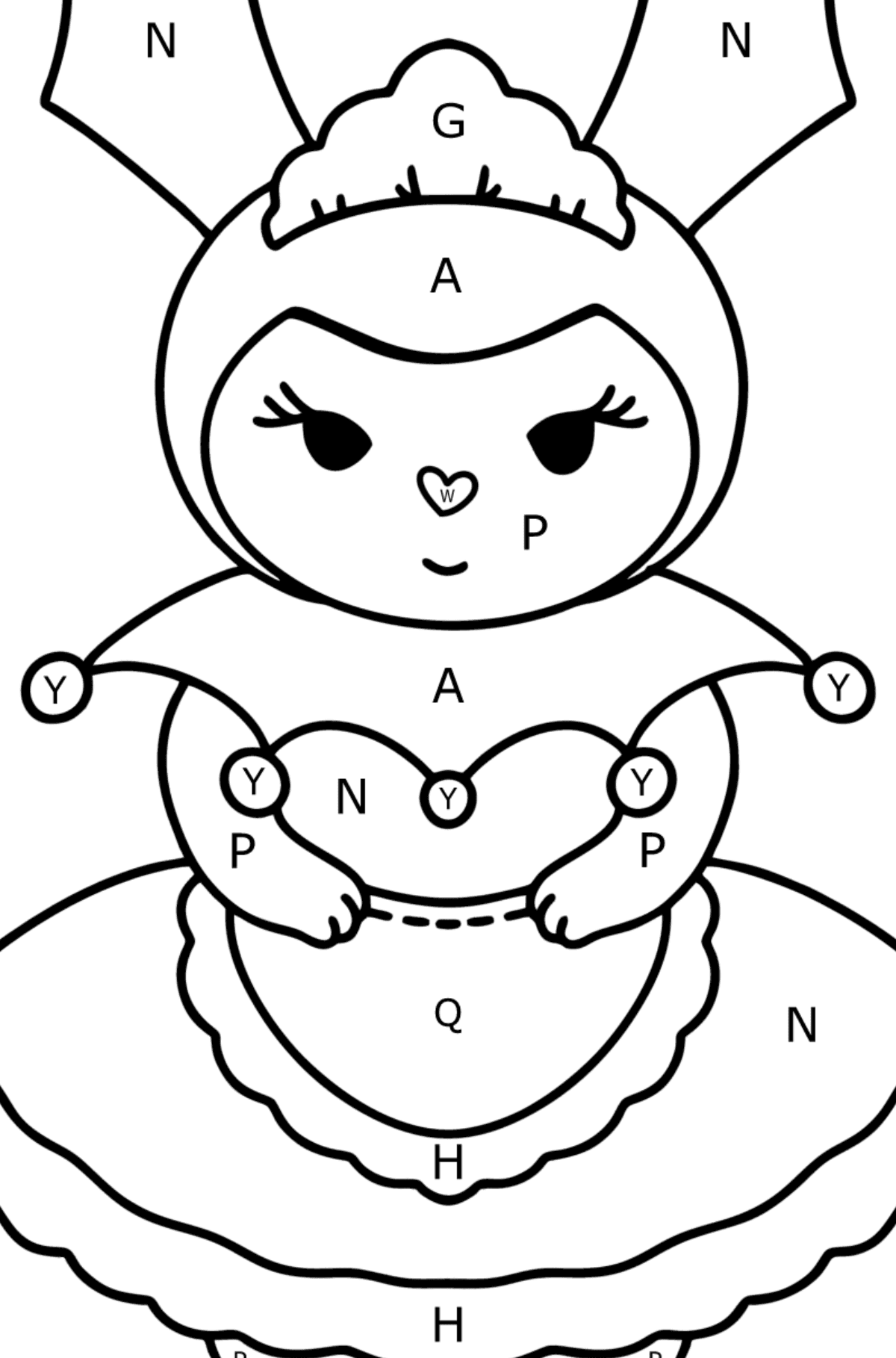 Hello Kitty Kuromy coloring page - Coloring by Letters for Kids