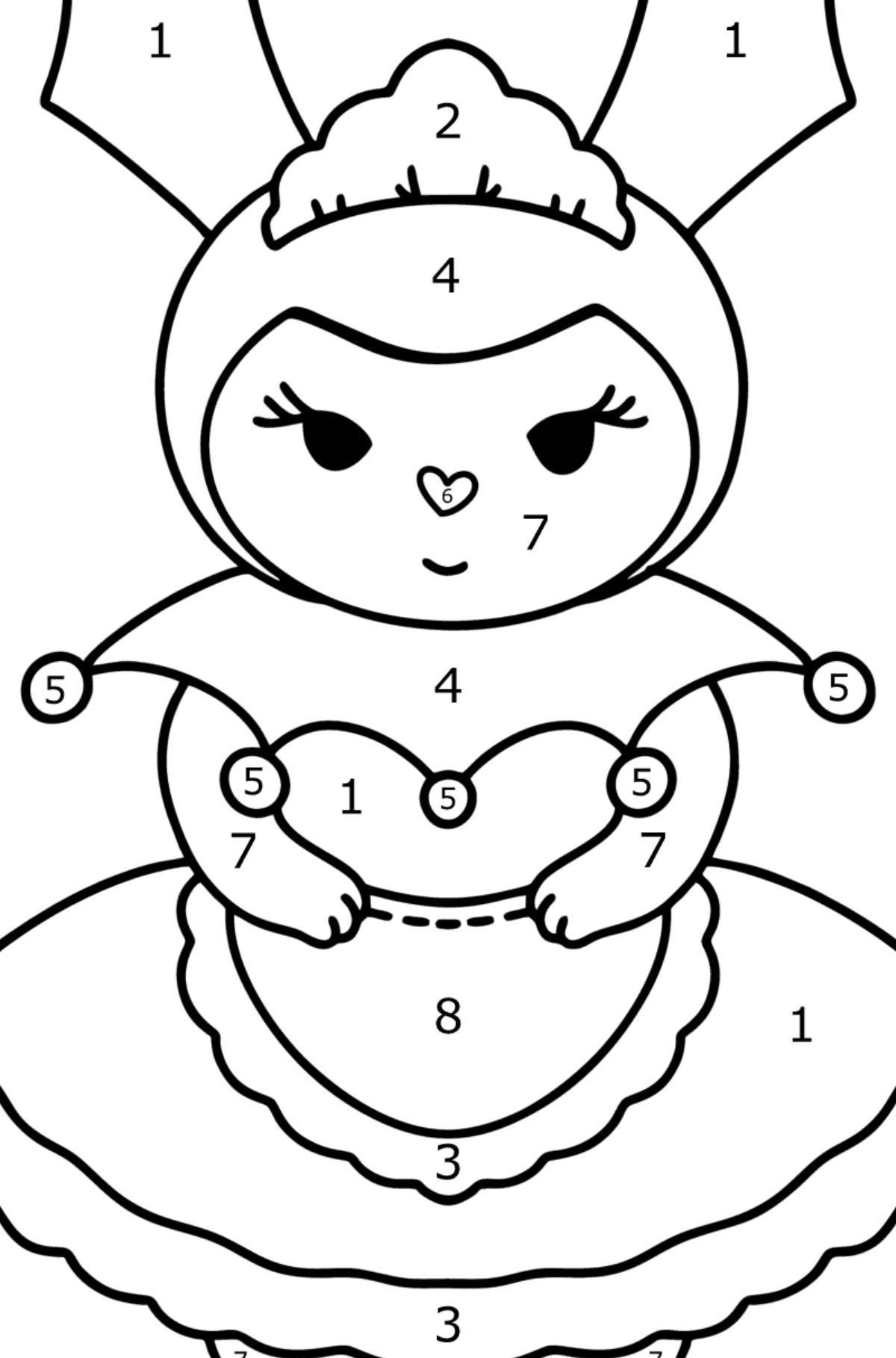 Ausmalbild Hello Kitty Kuromy - Malen nach Zahlen für Kinder