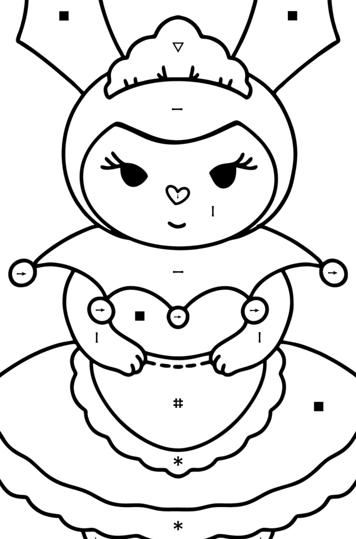 Hello Kitty Kuromy coloring page - Coloring by Symbols for Kids