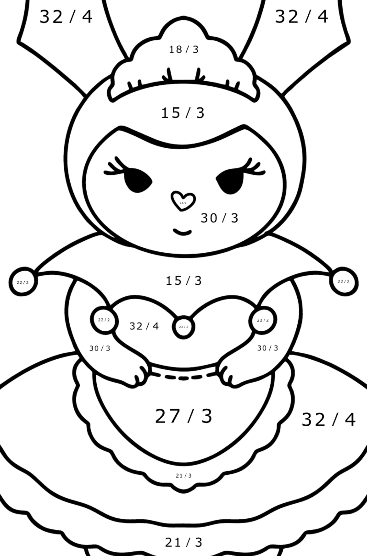 Hello Kitty Kuromy coloring page - Math Coloring - Division for Kids