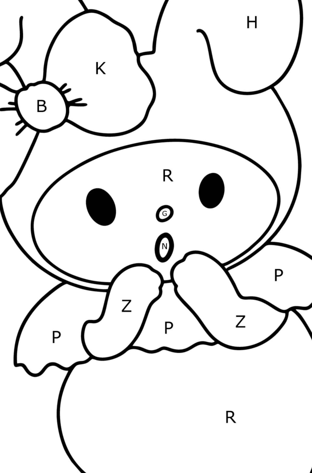 Hello Kitty My Melody coloring page - Coloring by Letters for Kids