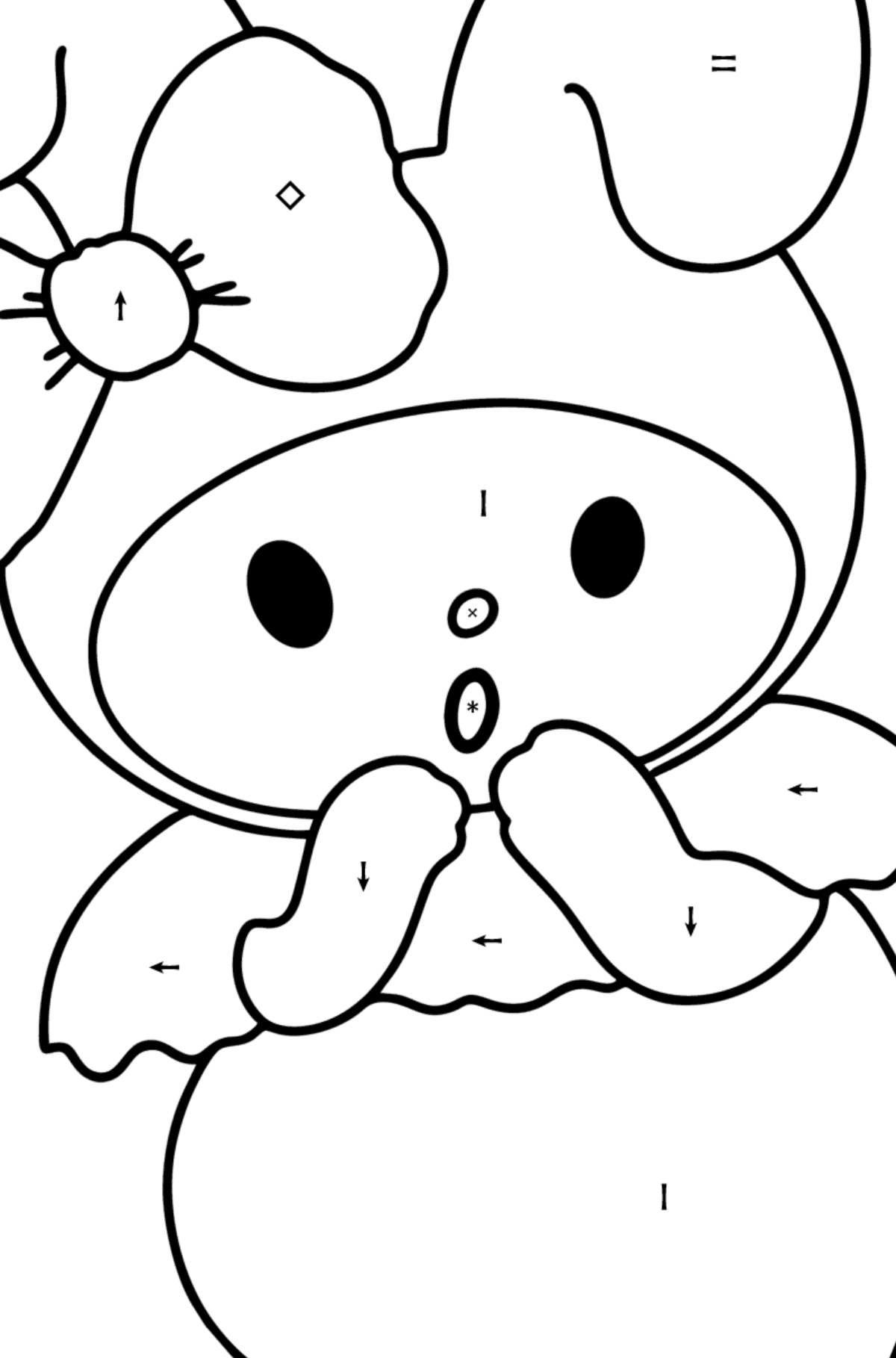 Hello Kitty My Melody coloring page - Coloring by Symbols for Kids