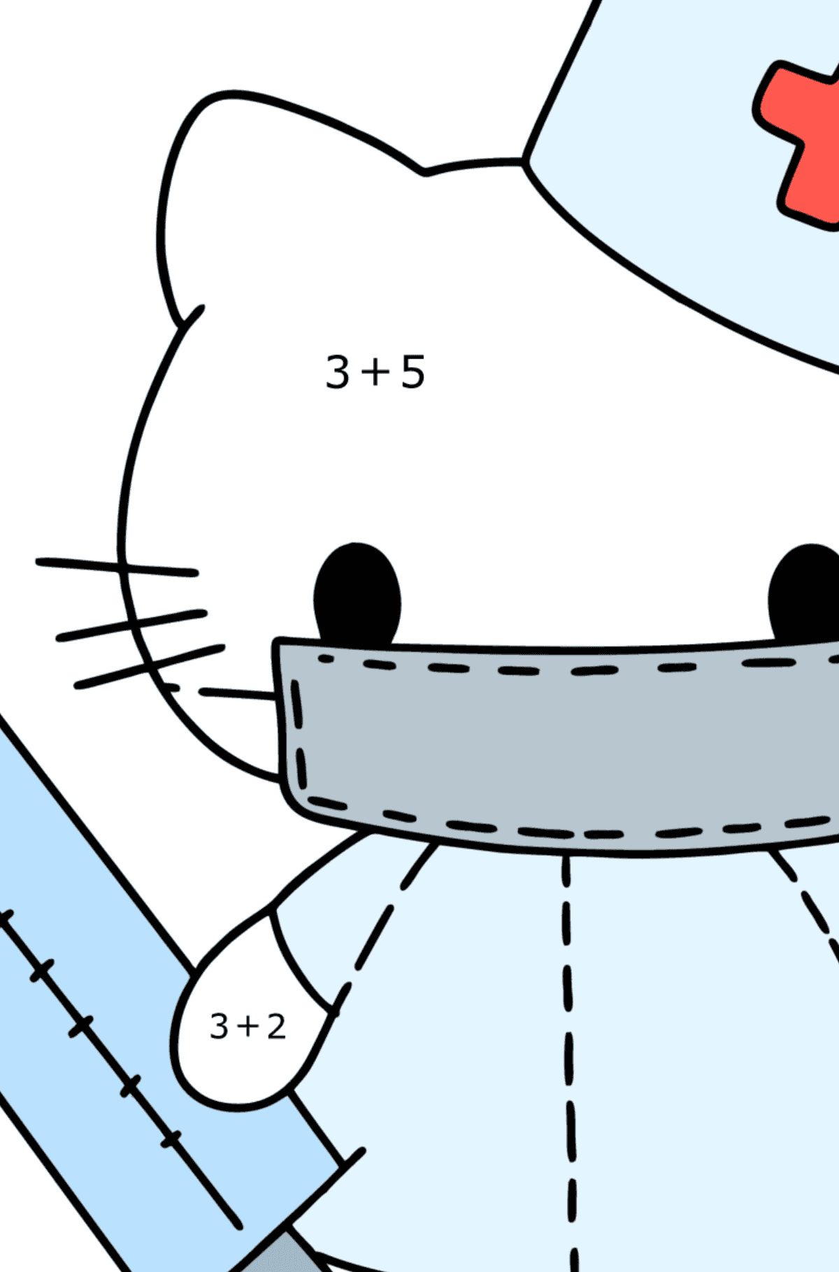 Hello Kitty Nurse coloring page - Math Coloring - Addition for Kids
