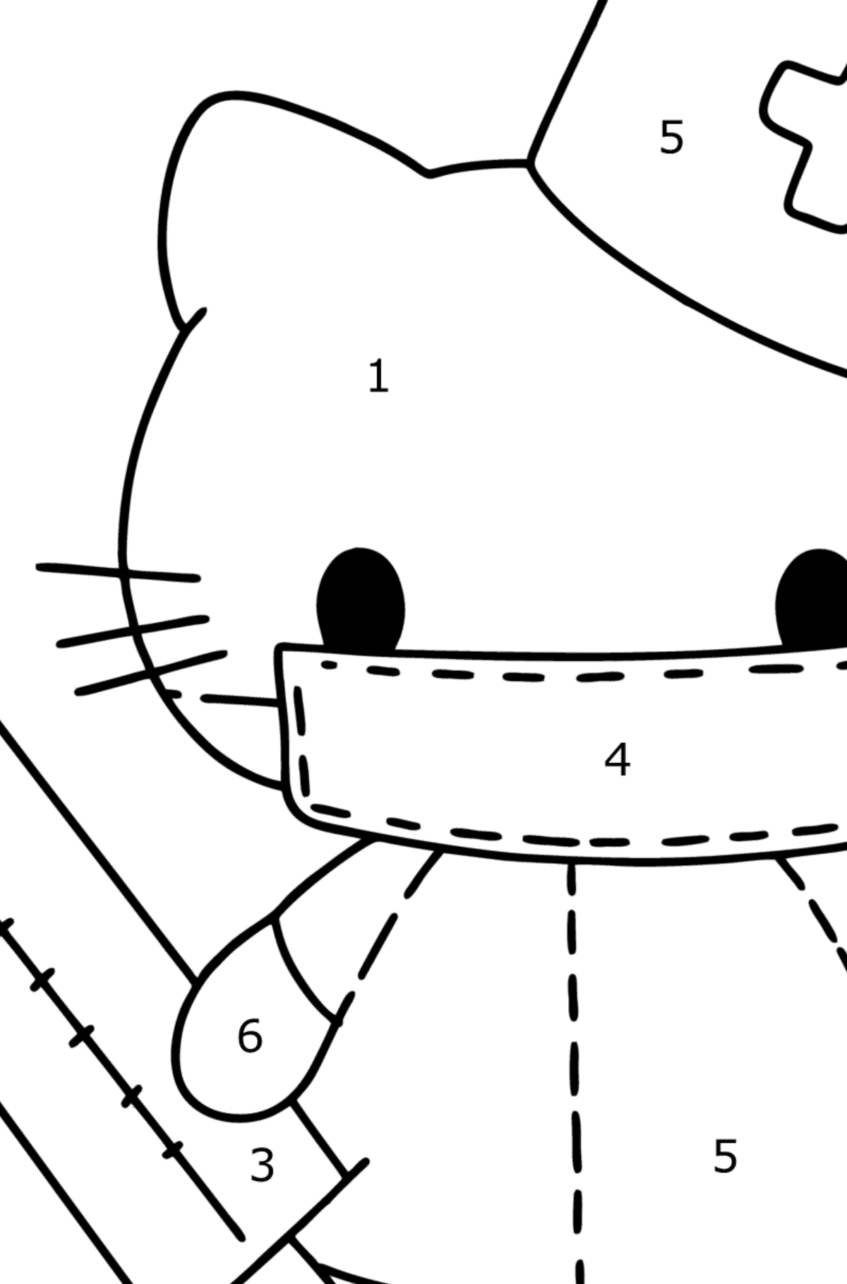 Boyama sayfası Hello Kitty hemşire - Sayılarla Boyama çocuklar için