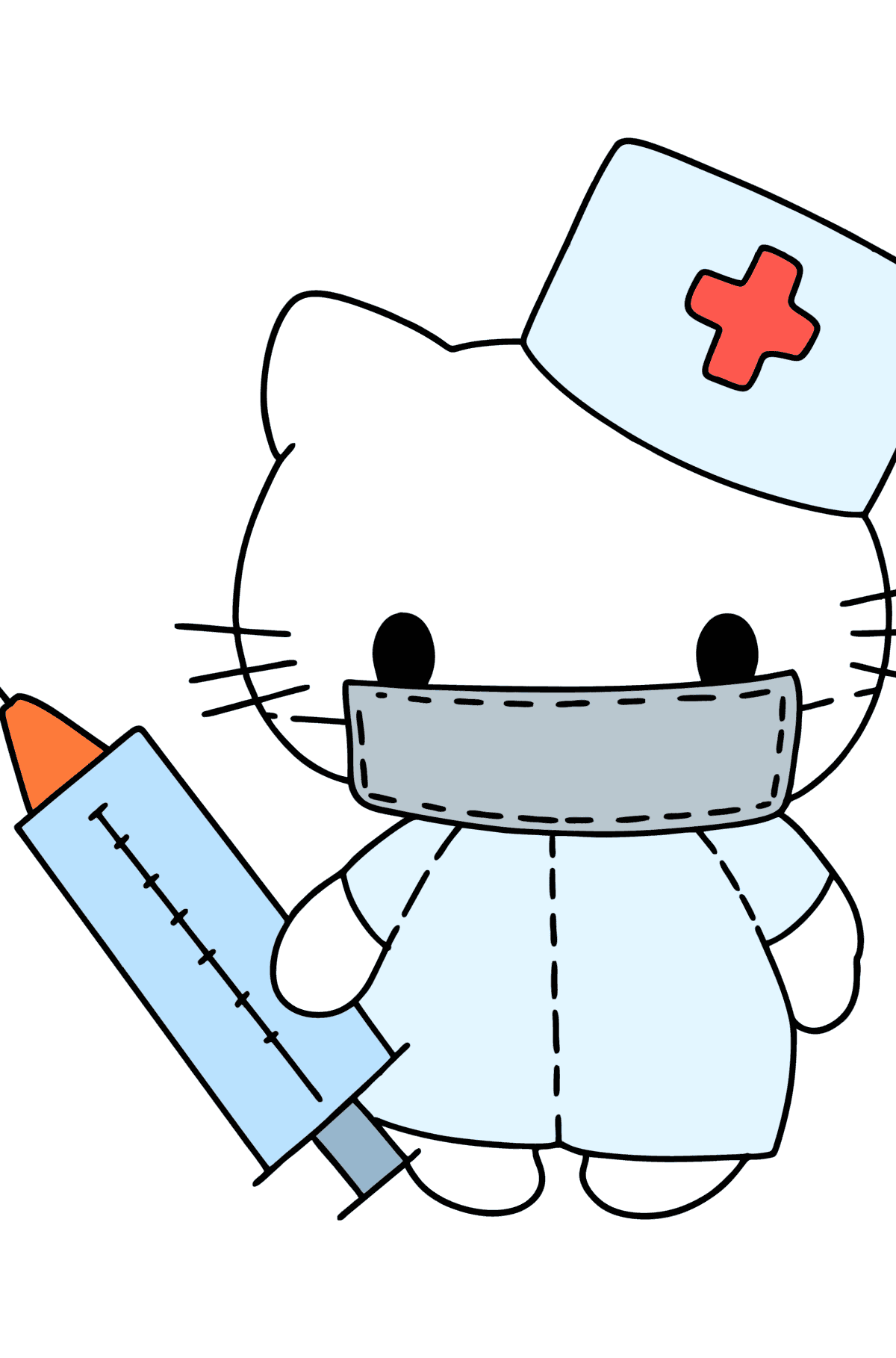 Ausmalbild Hello Kitty Krankenschwester - Malvorlagen für Kinder