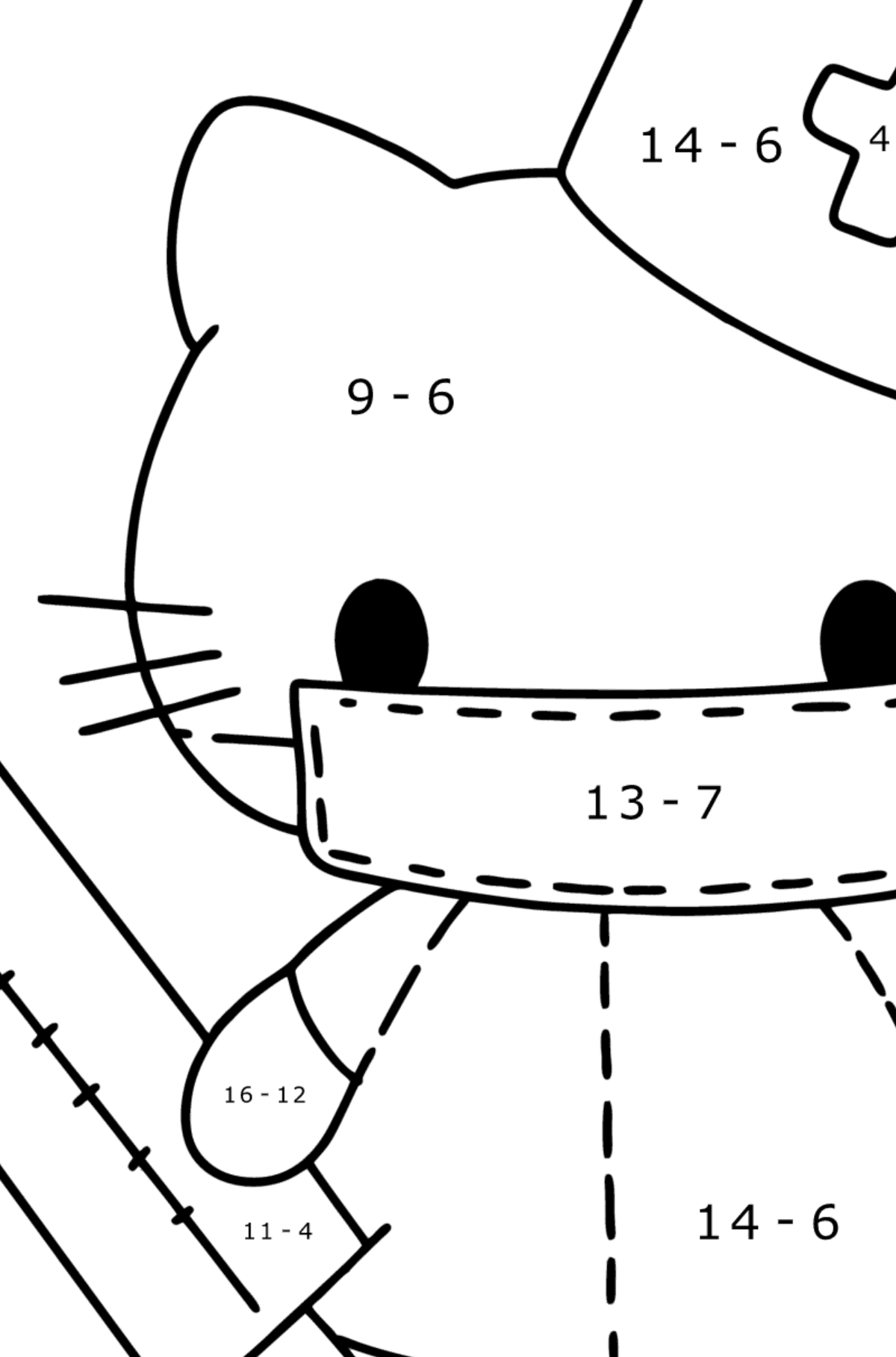 Boyama sayfası Hello Kitty hemşire - Matematik Boyama - Çıkarma çocuklar için