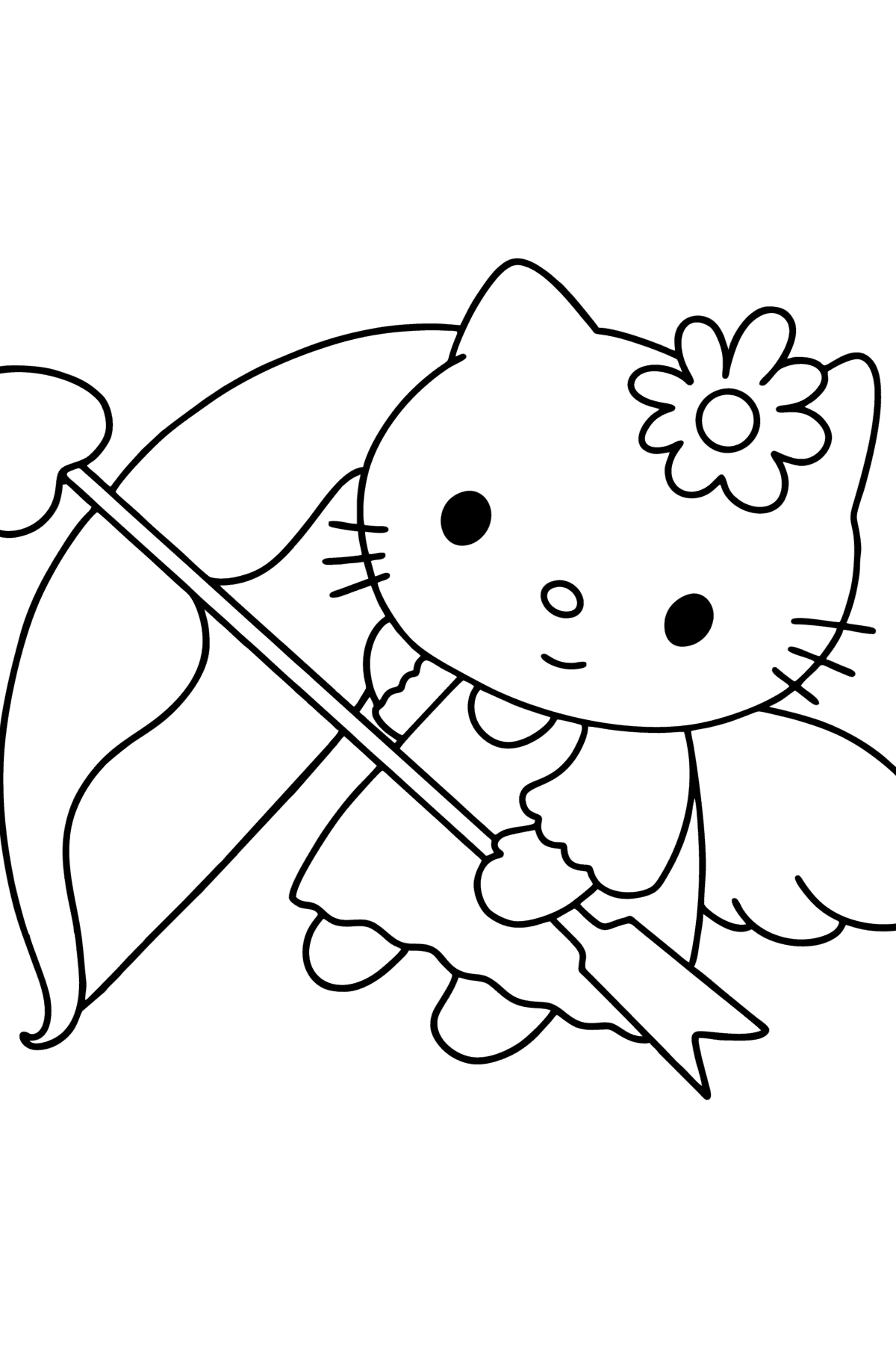 Dibujo para colorear de Hello Kitty en el día de San Valentín - Dibujos para Colorear para Niños