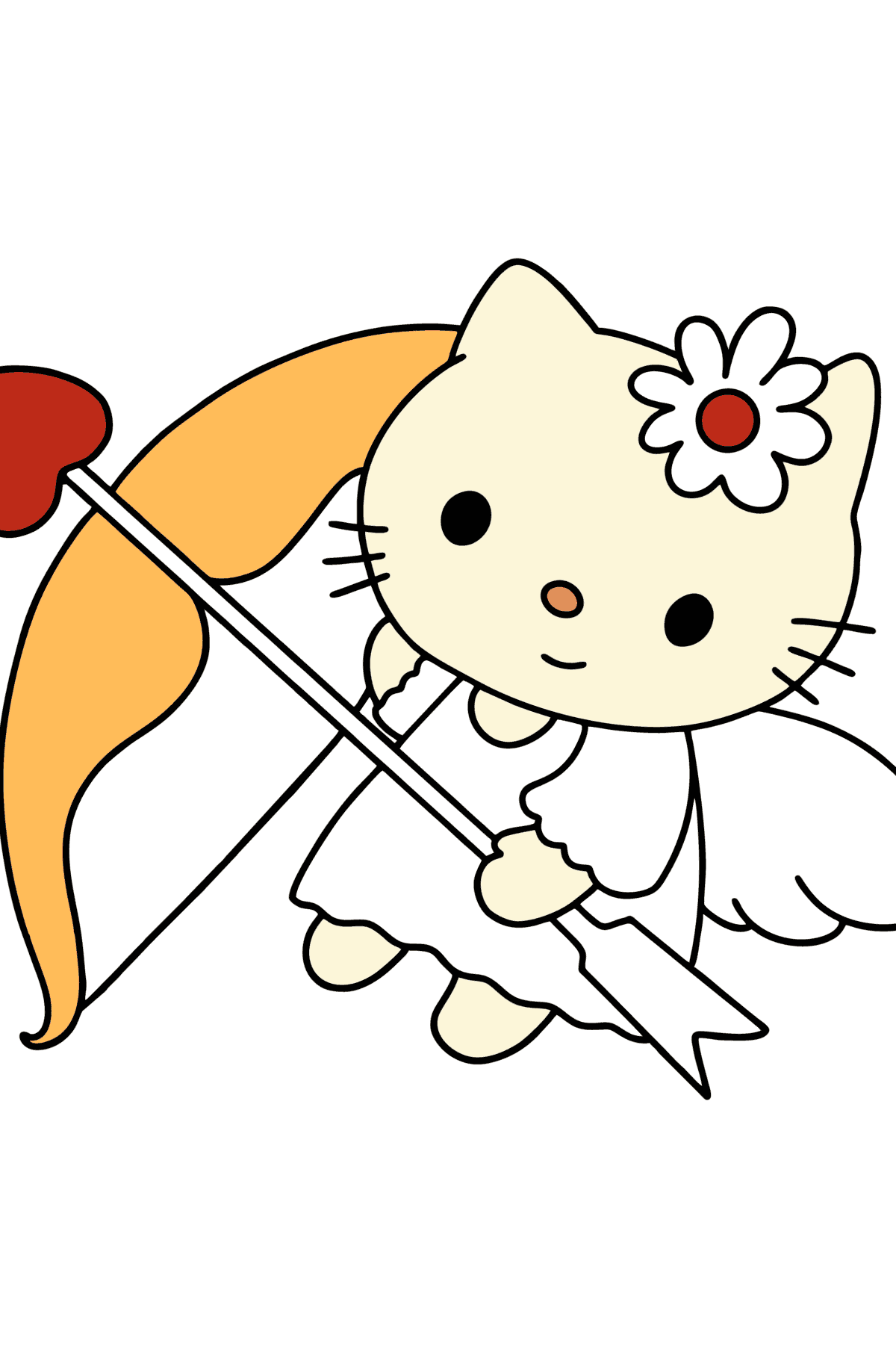 Desenho para colorir Hello Kitty do dia dos namorados - Imagens para Colorir para Crianças