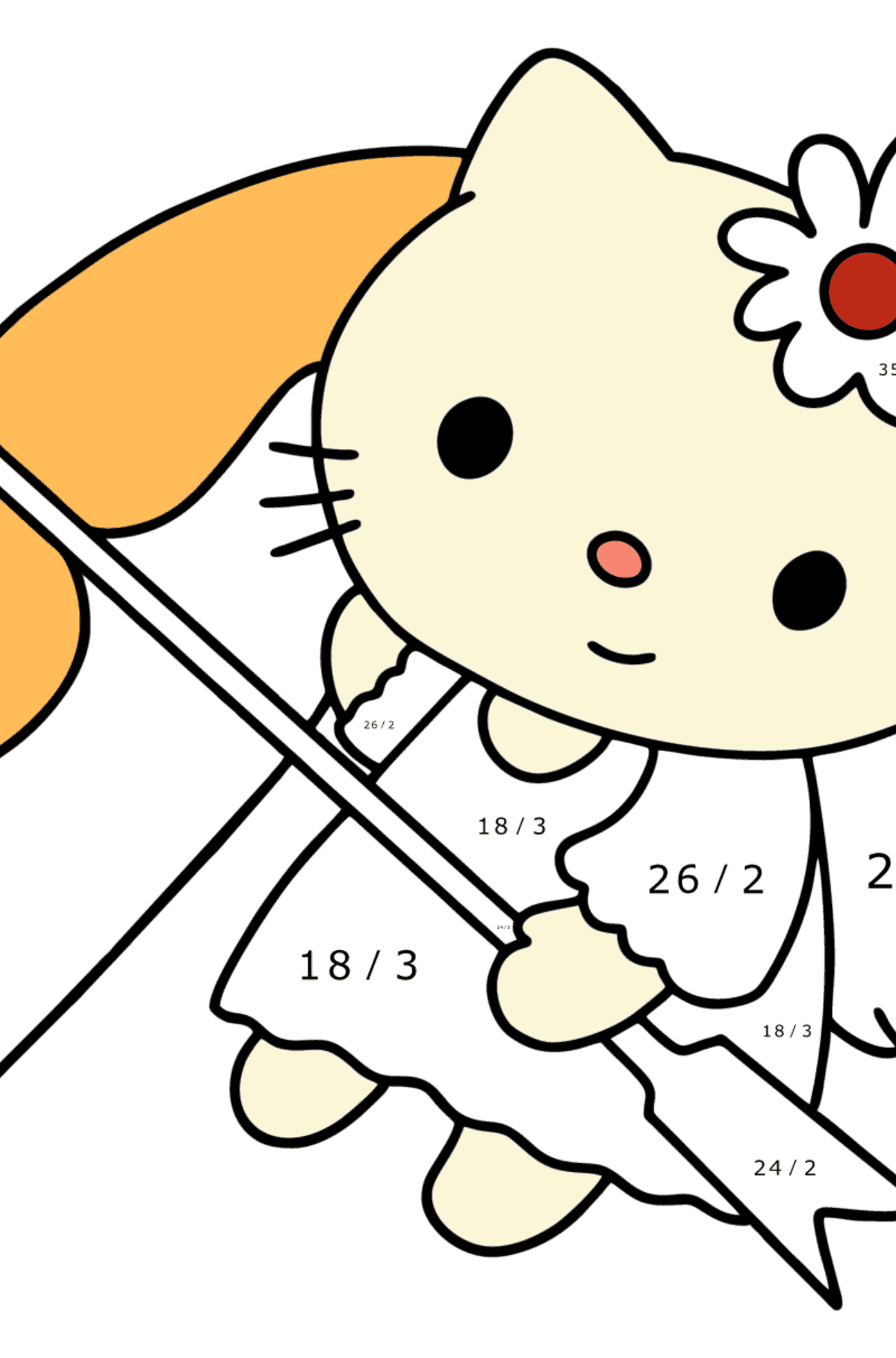 Hello Kitty on valentine's day coloring page - Math Coloring - Division for Kids