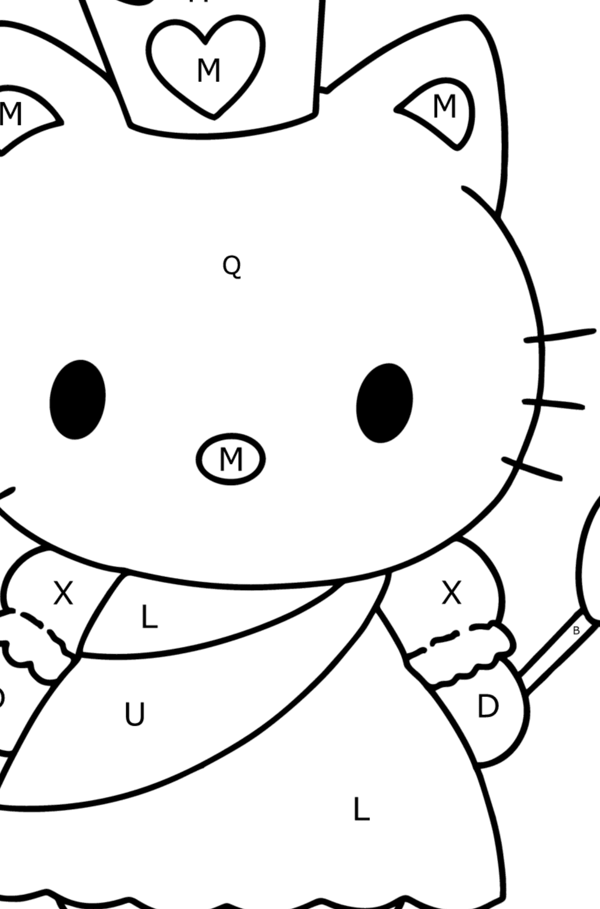 Hello Kitty Princess coloring page - Coloring by Letters for Kids