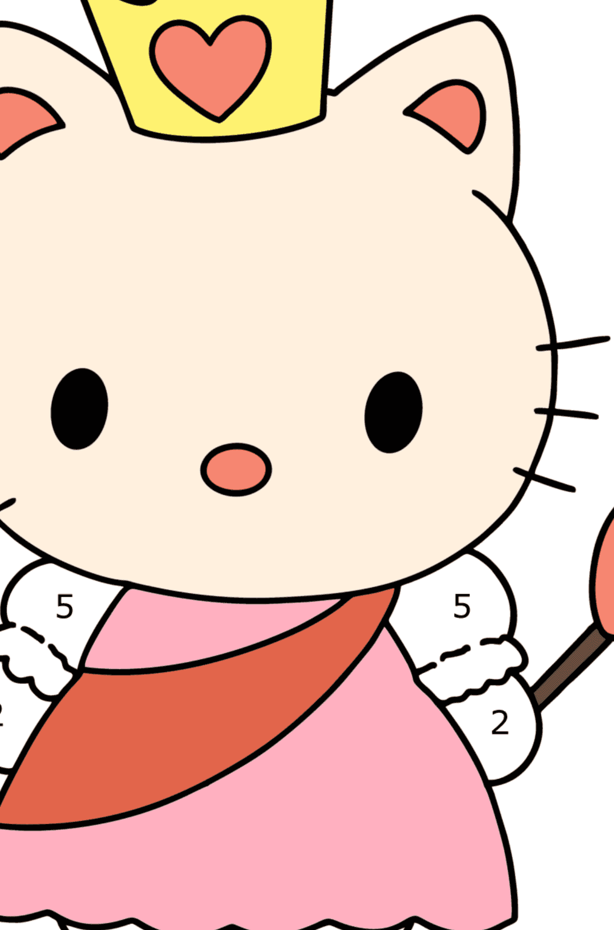 Coloriage Hello Kitty Princesse - Coloriage par Chiffres pour les Enfants