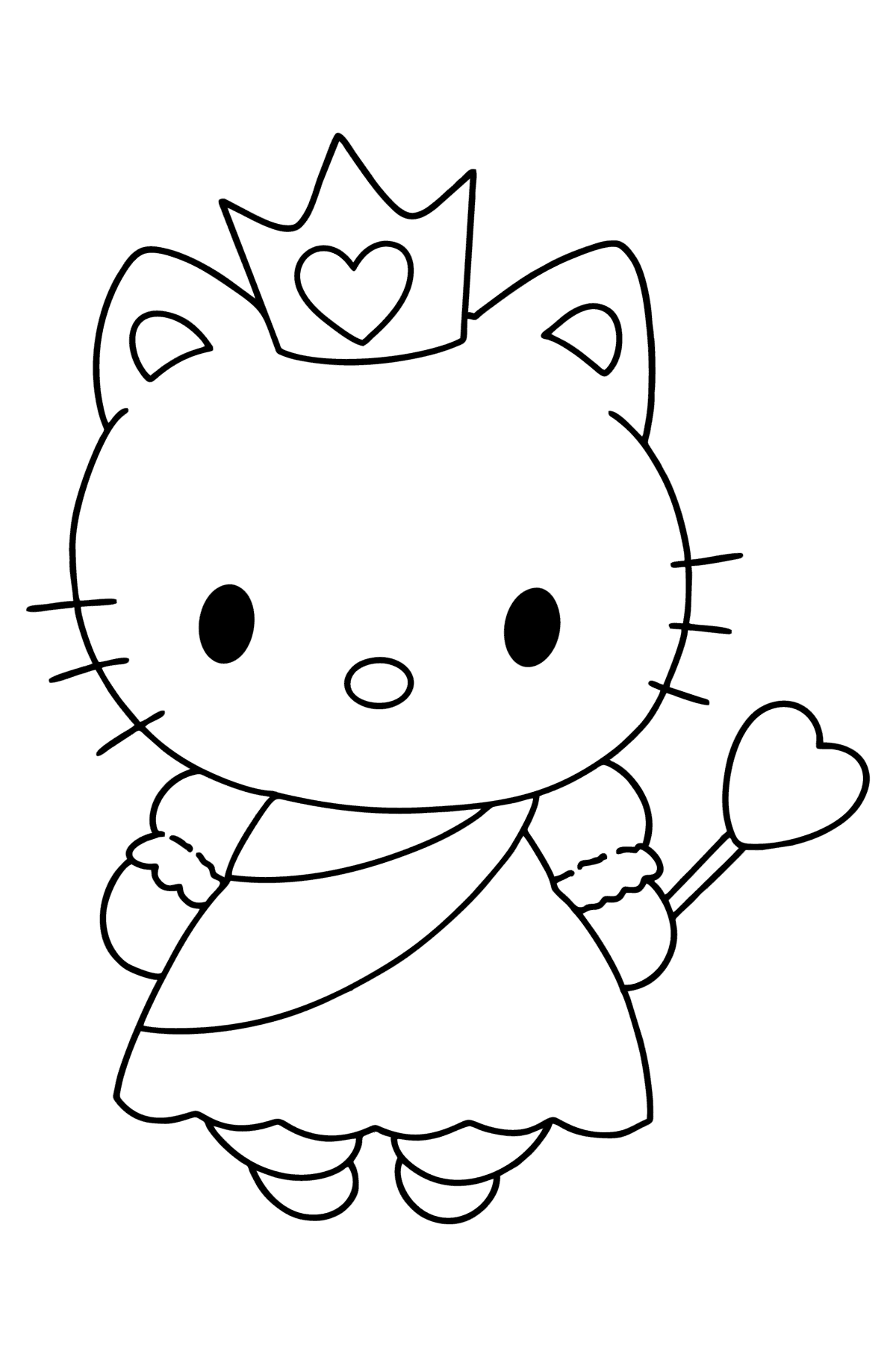 Ausmalbild Hello Kitty Princess - Malvorlagen für Kinder
