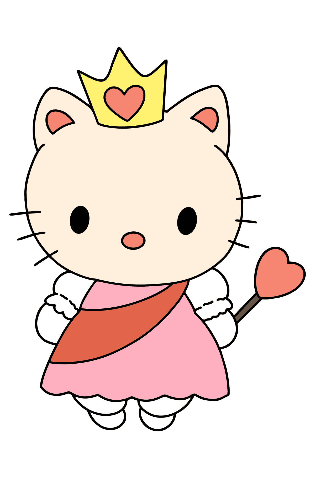 Ausmalbild Hello Kitty Princess - Malvorlagen für Kinder
