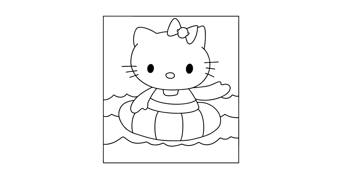 Hello Kitty swims coloring page ♥ Online and Print for Free!
