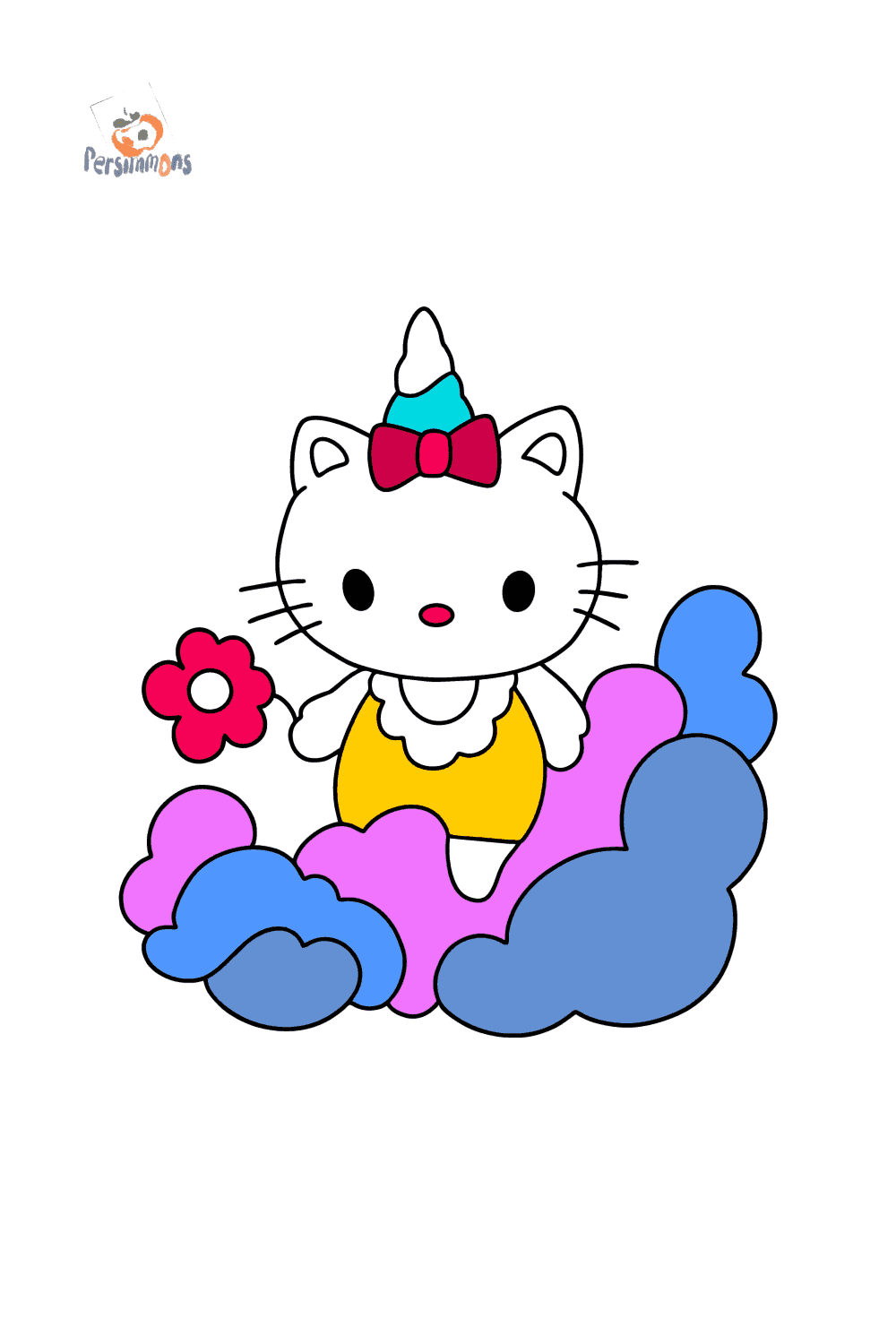 Desenho de kitty unicorn para colorir
