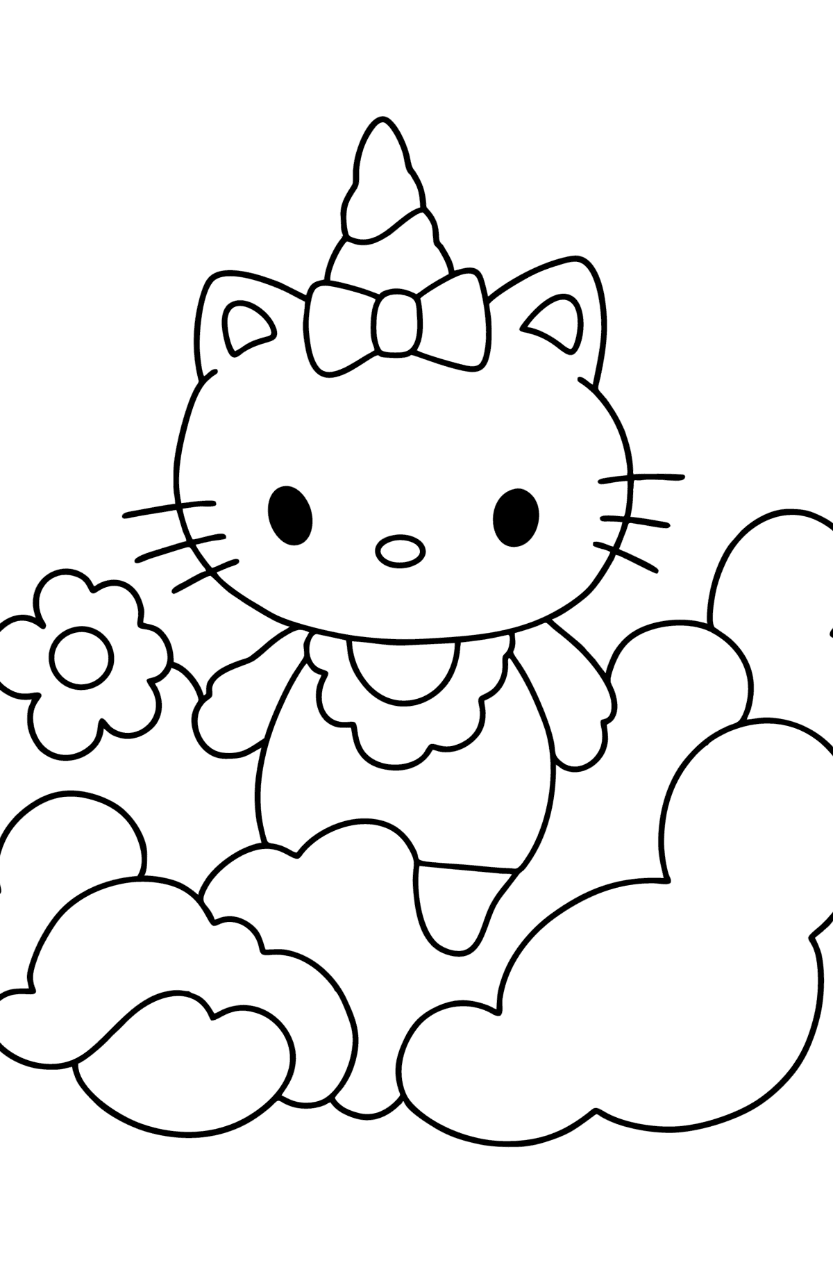 Kifestő Hello Kitty egyszarvú - Színező oldalak gyerekeknek