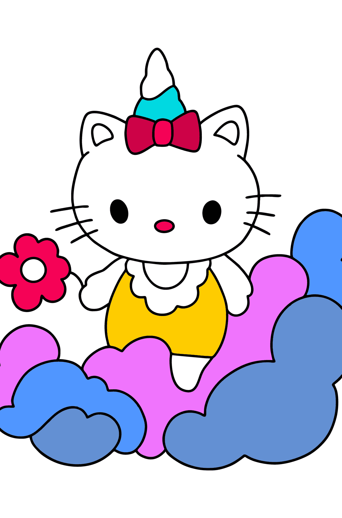 Boyama sayfası Hello Kitty tek boynuzlu at - Boyamalar çocuklar için