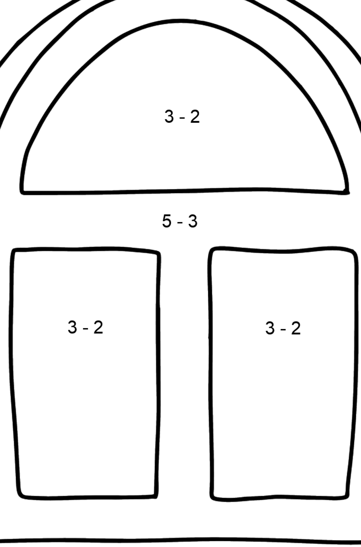Розмальовка вікна - Математична Розмальовка Віднімання для дітей
