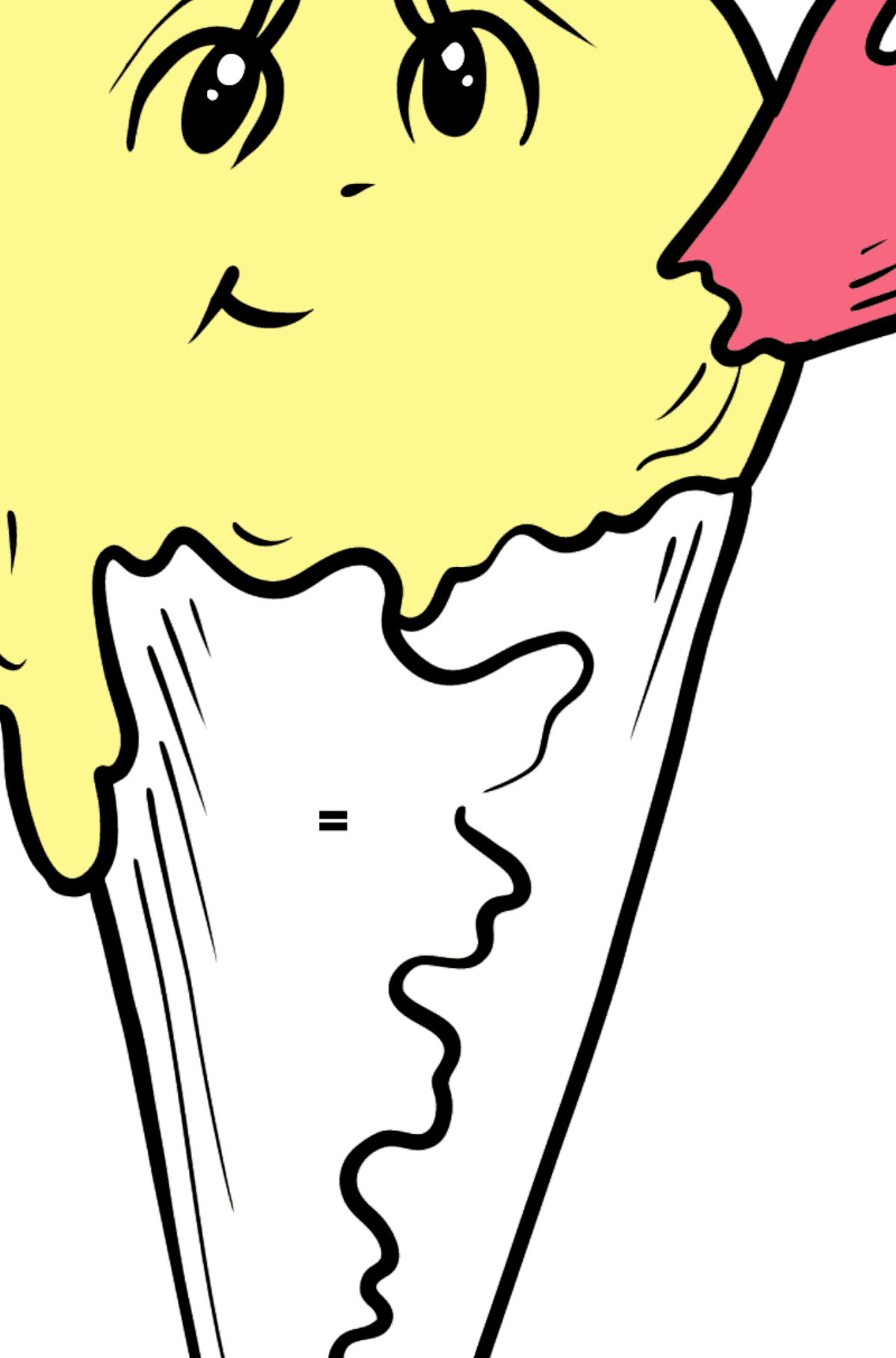 Banana Ice Cream with Eyes coloring page - Coloring by Symbols for Kids