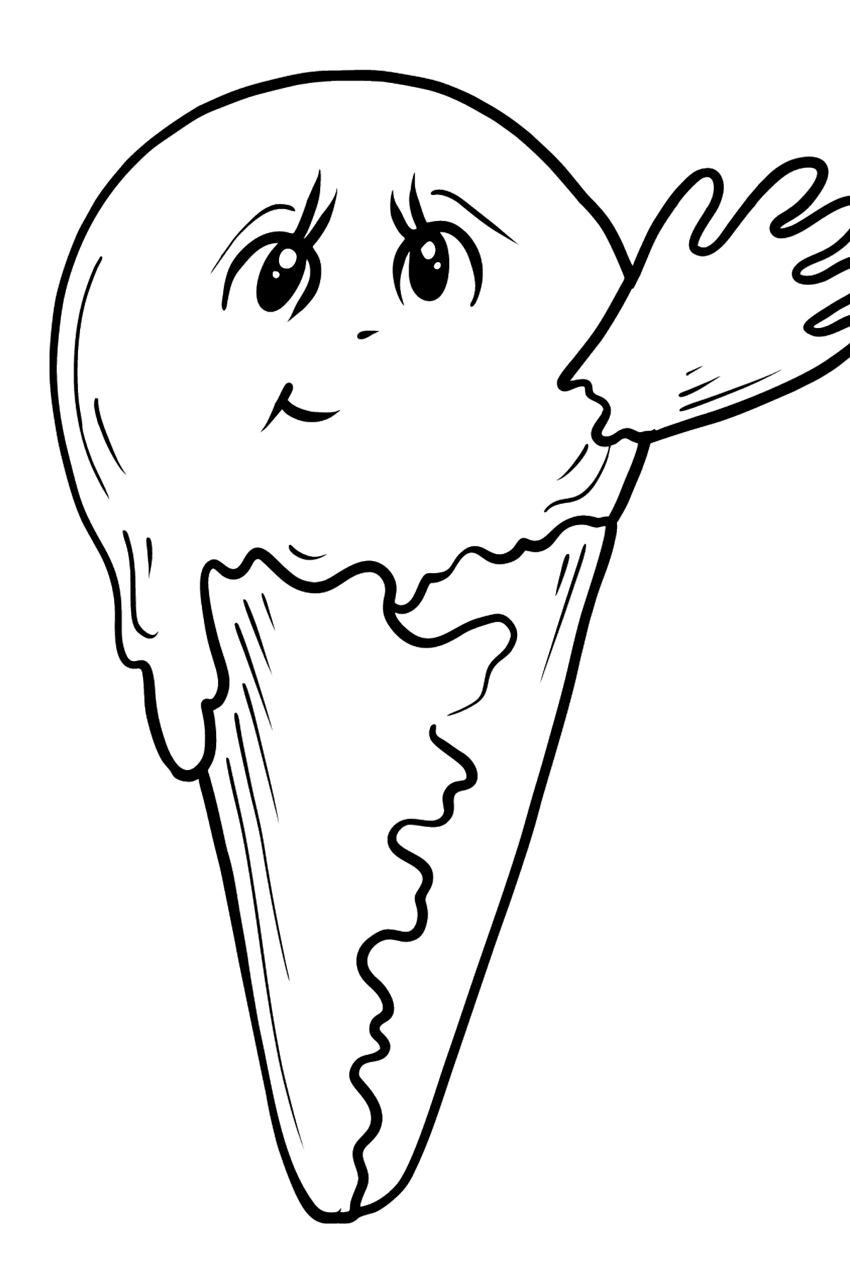 Розмальовка Бананове морозиво з очима - Розмальовки для дітей