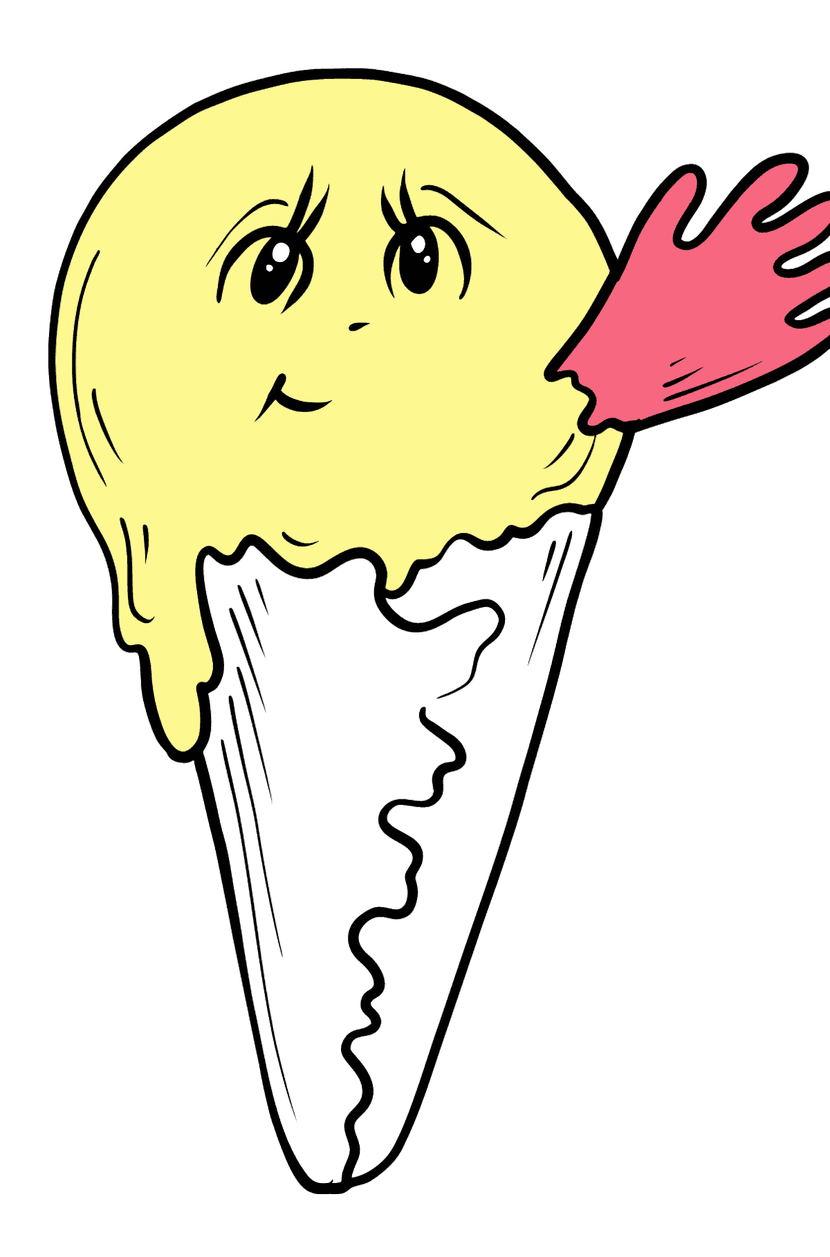 Desenho para colorir de sorvete de banana com olhos - Imagens para Colorir para Crianças