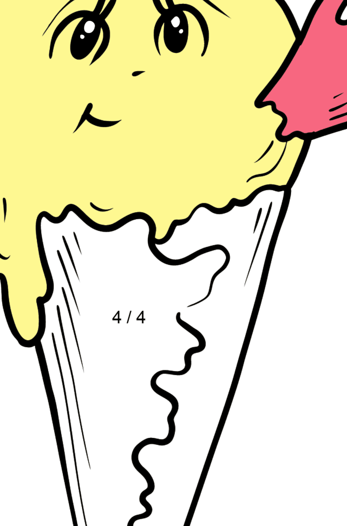 Desenho para colorir de sorvete de banana com olhos - Colorindo com Matemática - Divisão para Crianças