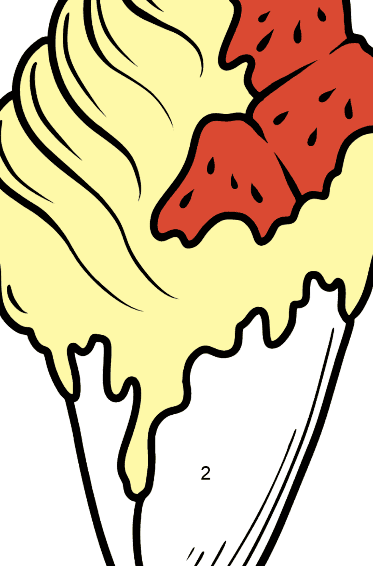 Banana Ice Cream and Jam Cone coloring page - Coloring by Numbers for Kids