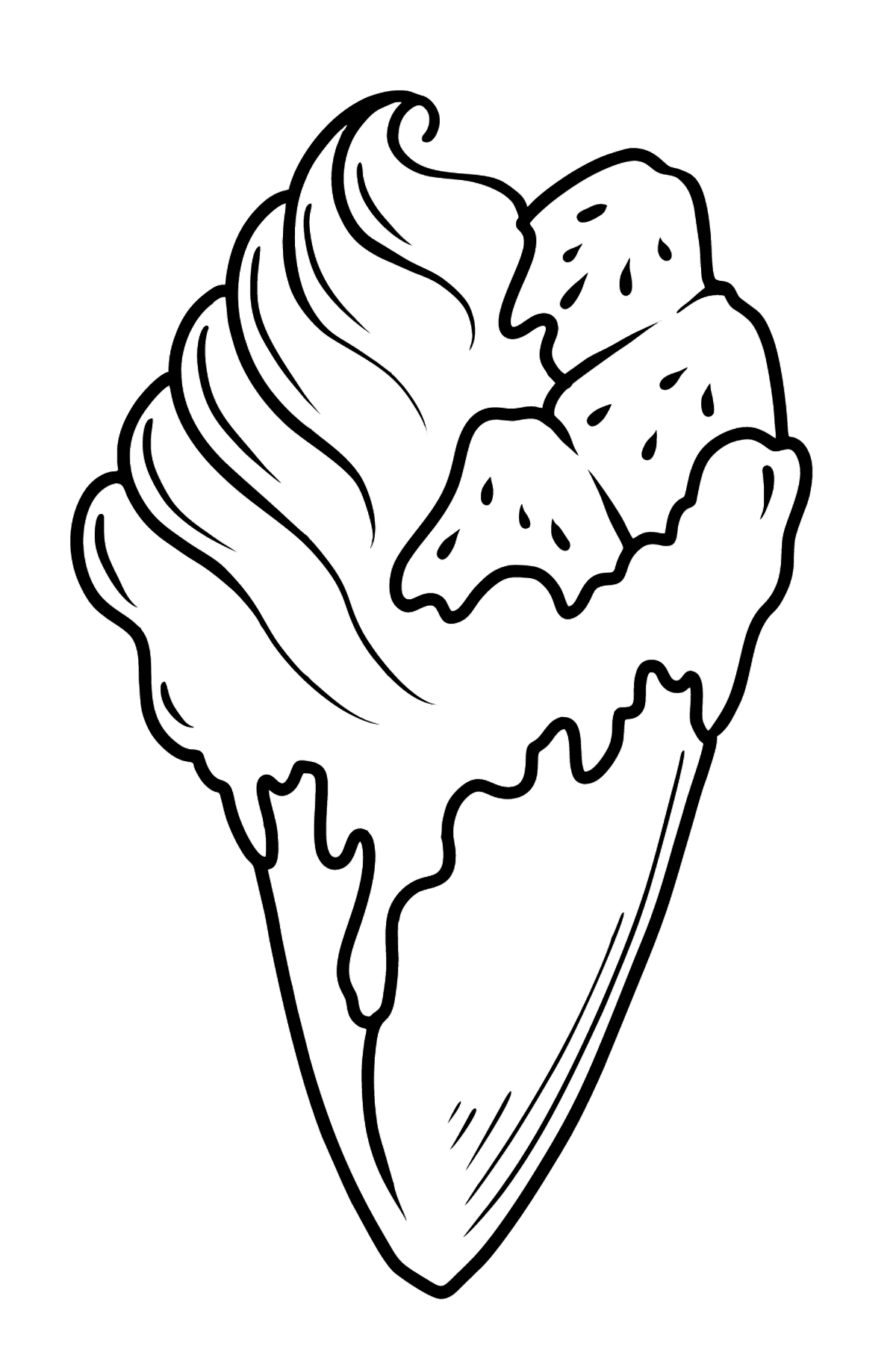 Раскраска рожок -  банановое мороженое и джем - Картинки для Детей
