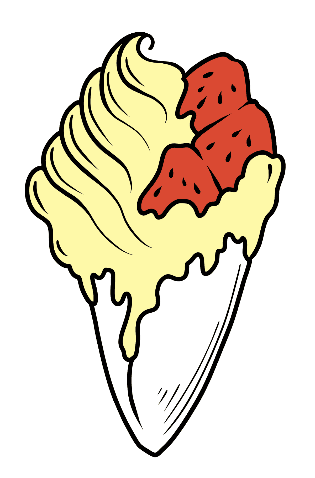 Coloriage - Crème glacée à la banane et cornet de confiture - Coloriages pour les Enfants