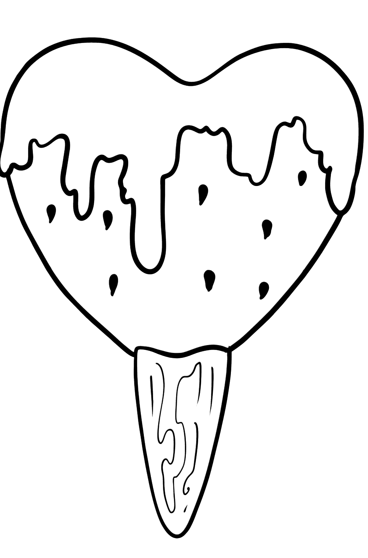 Раскраска эскимо в форме сердца - Картинки для Детей