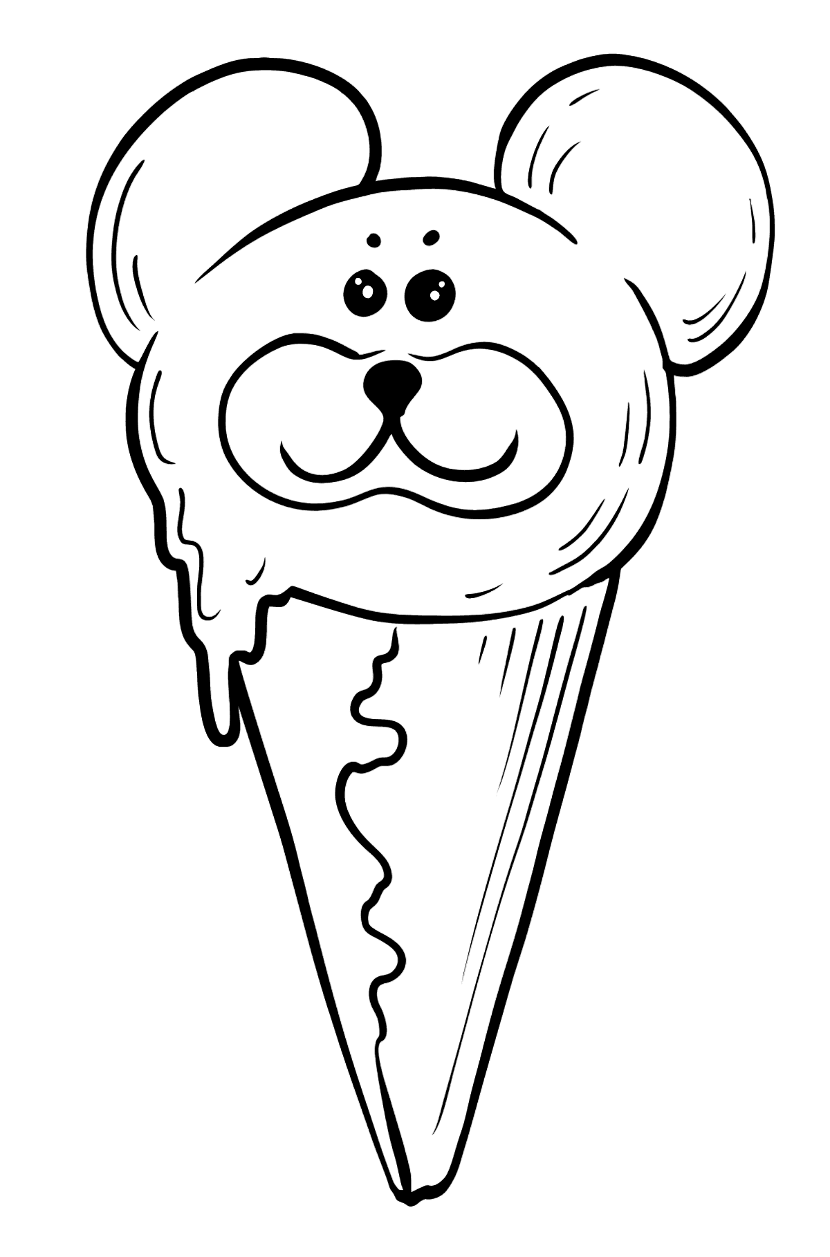 Desenho para colorir de sorvete - urso de chocolate com olhos - Imagens para Colorir para Crianças