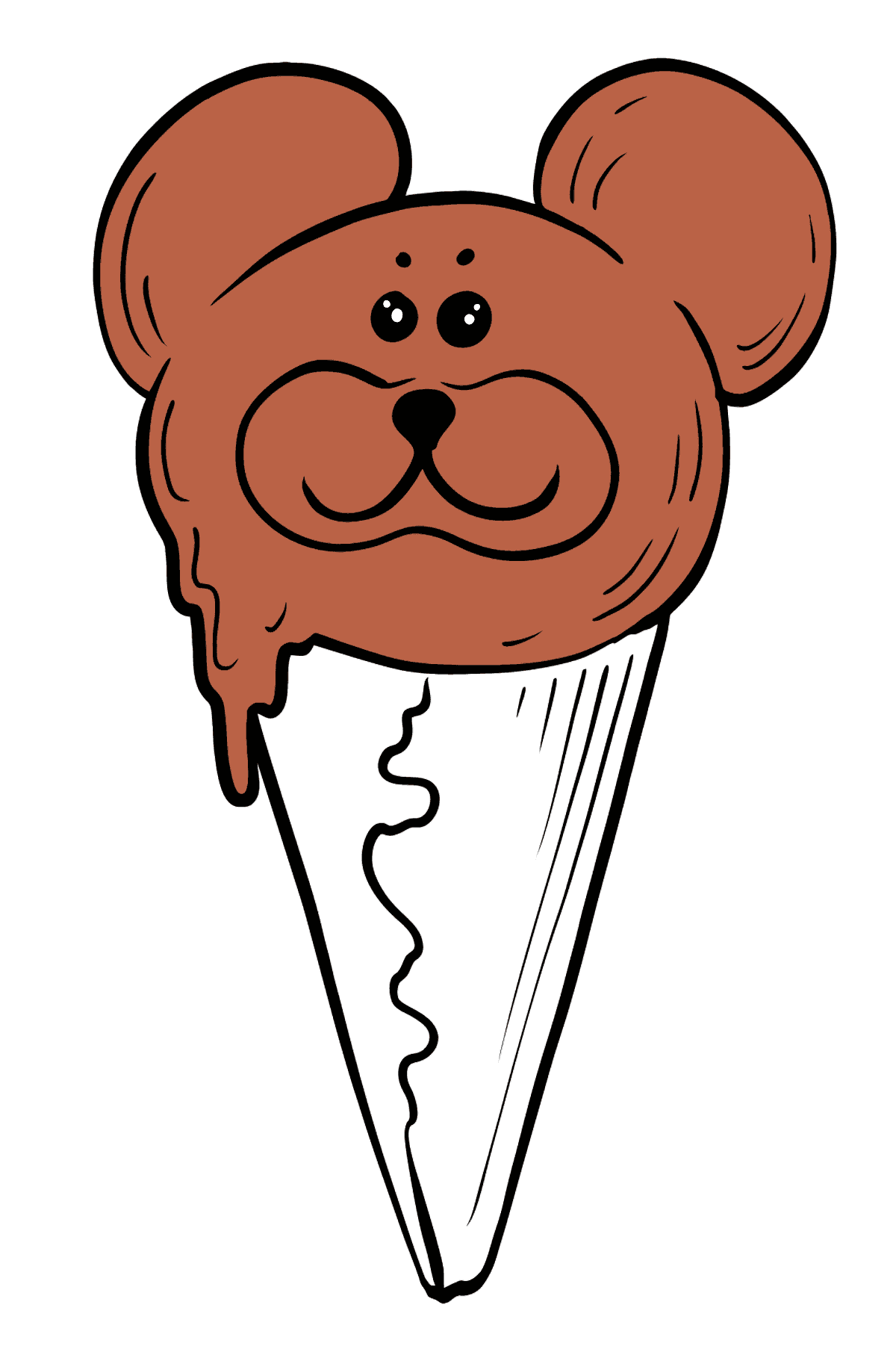 Раскраска мороженое - шоколадный медведь с глазами - Картинки для Детей