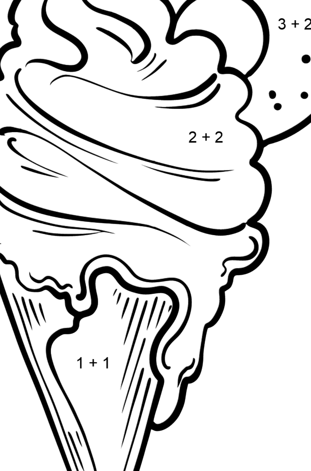 Ice Cream Cone and Pink Lollipop coloring page - Math Coloring - Addition for Kids