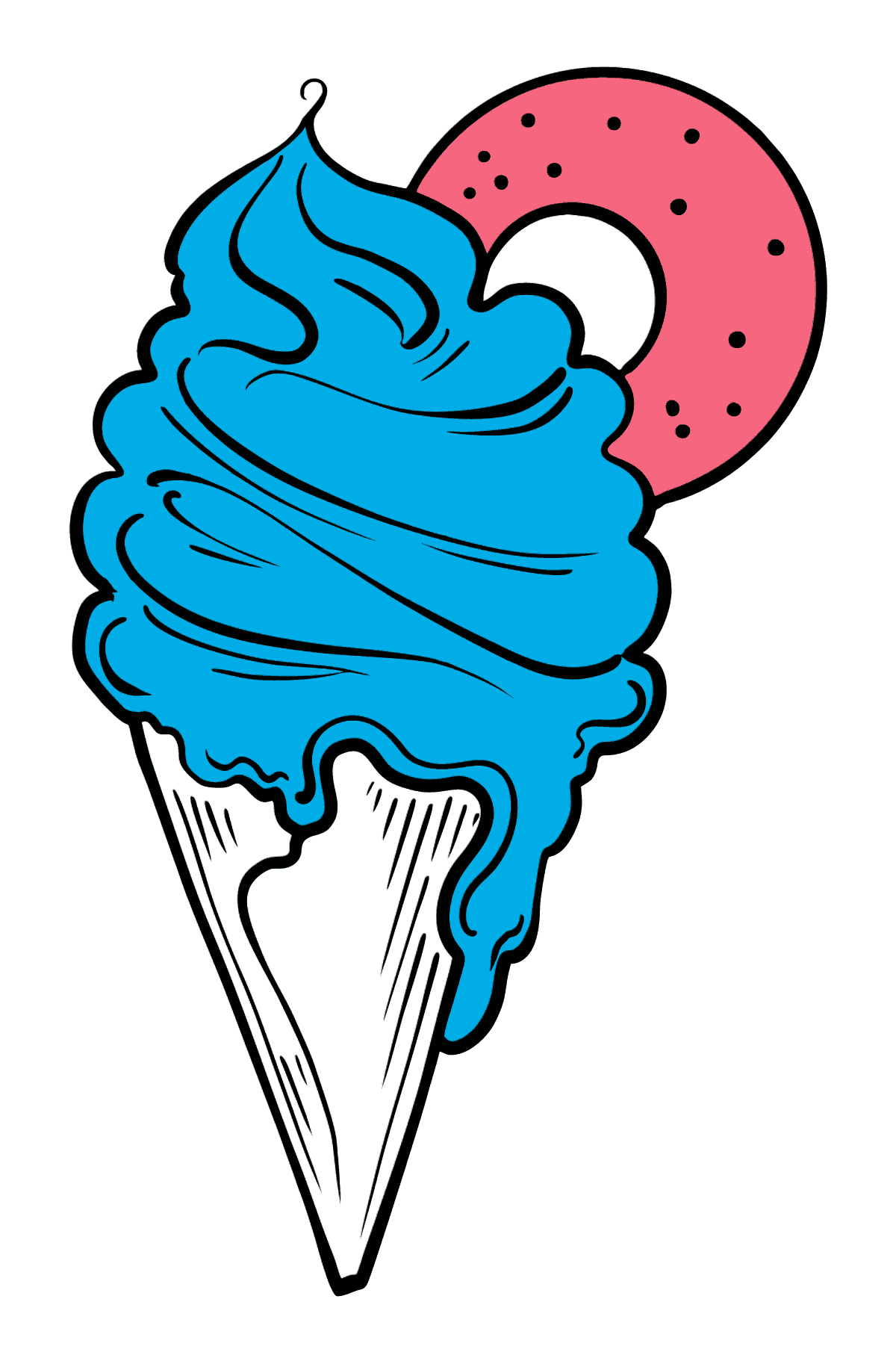 Desenho para colorir de Cone de Sorvete e Pirulito Rosa - Imagens para Colorir para Crianças