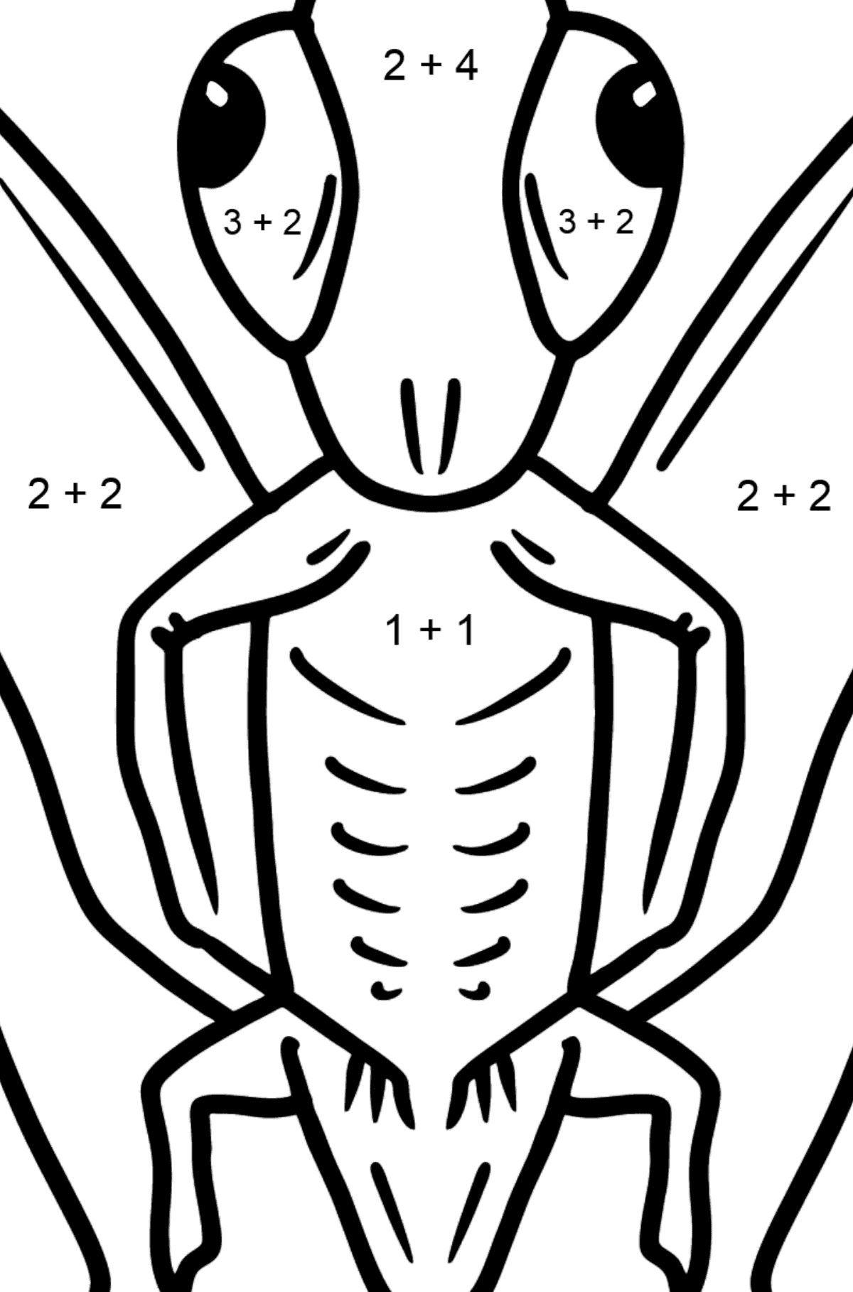Grasshopper coloring page - Math Coloring - Addition for Kids