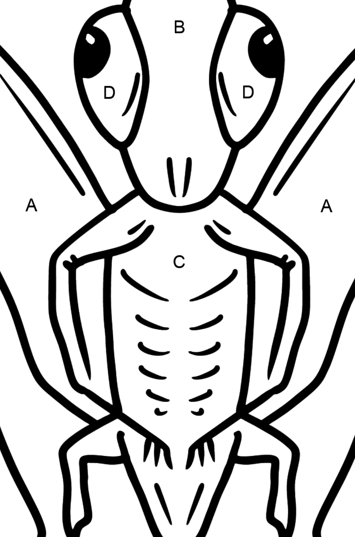 Grasshopper coloring page - Coloring by Letters for Kids