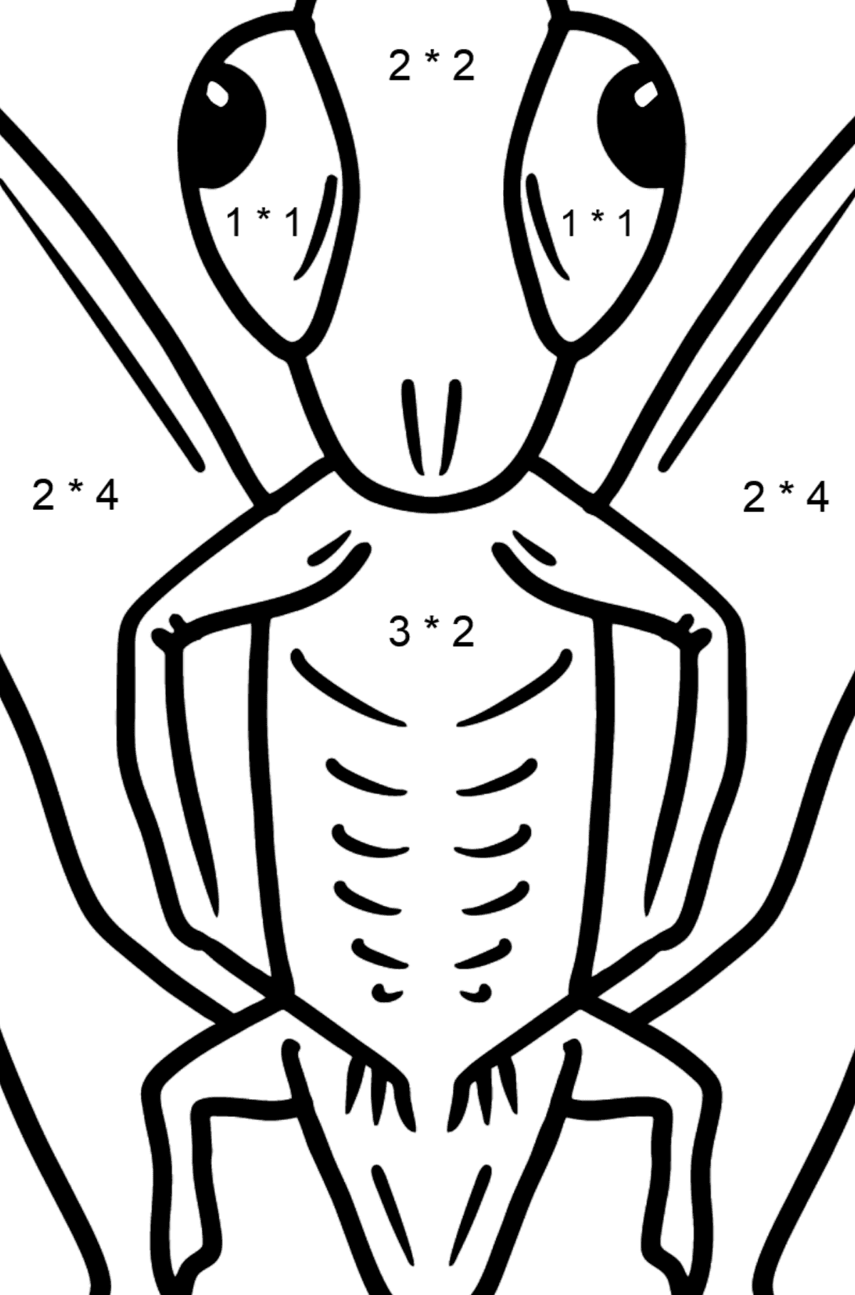 Grasshopper coloring page - Math Coloring - Multiplication for Kids