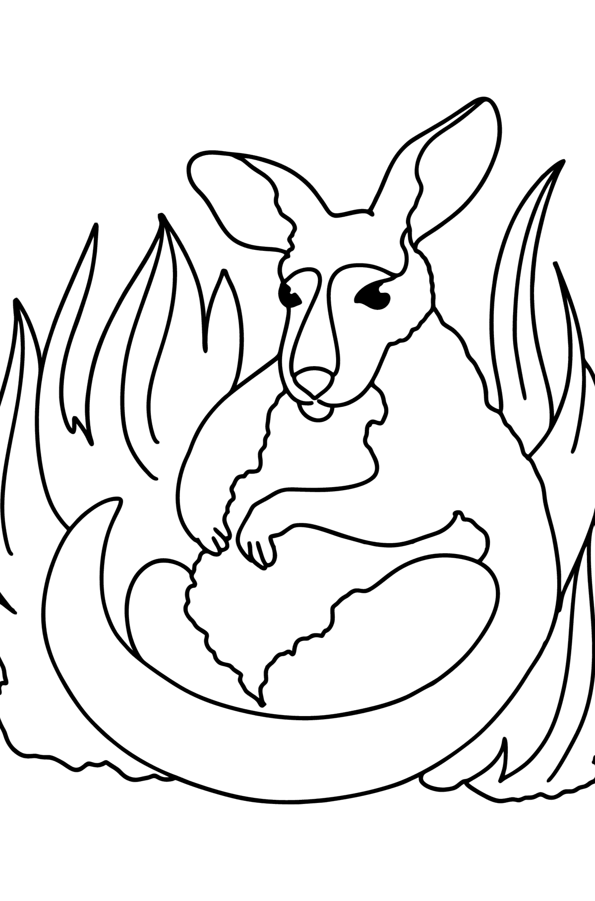 Tegning til fargelegging søt kengurubarn - Tegninger til fargelegging for barn
