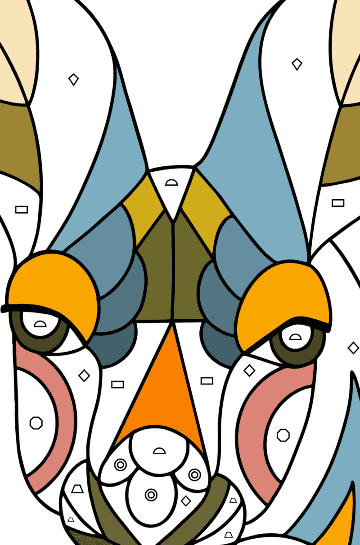 Kolorowanka Kangur antystresowy - Kolorowanie według figur geometrycznych dla dzieci