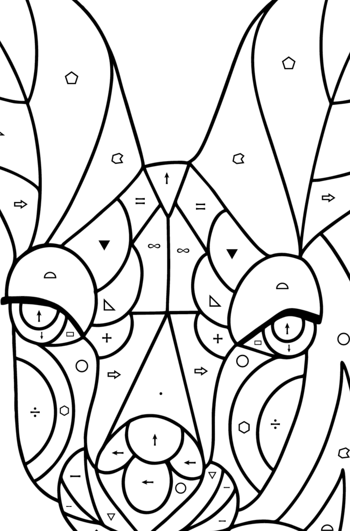 Antistress Kangaroo coloring page - Coloring by Symbols and Geometric Shapes for Kids