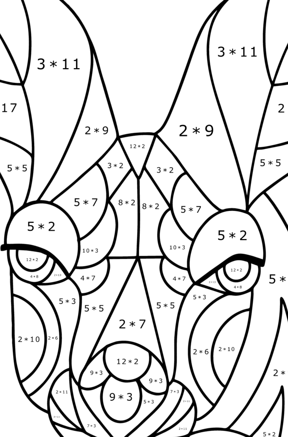Antistress Kangaroo coloring page - Math Coloring - Multiplication for Kids