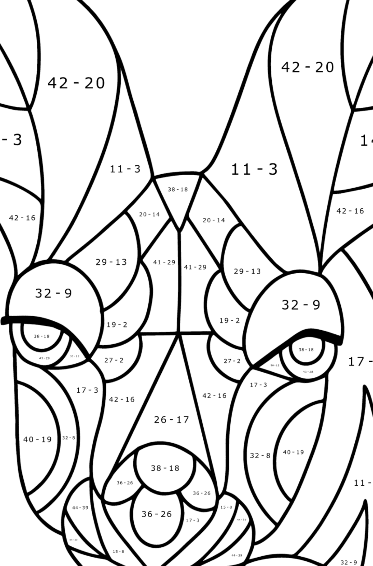 Antistress Kangaroo coloring page - Math Coloring - Subtraction for Kids