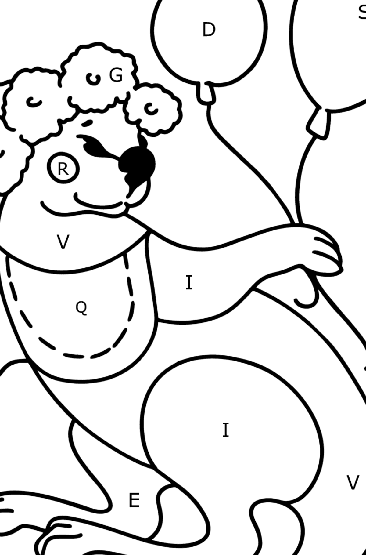 Beautiful Coloring page - Cartoon Baby Kangaroo - Coloring by Letters for Kids
