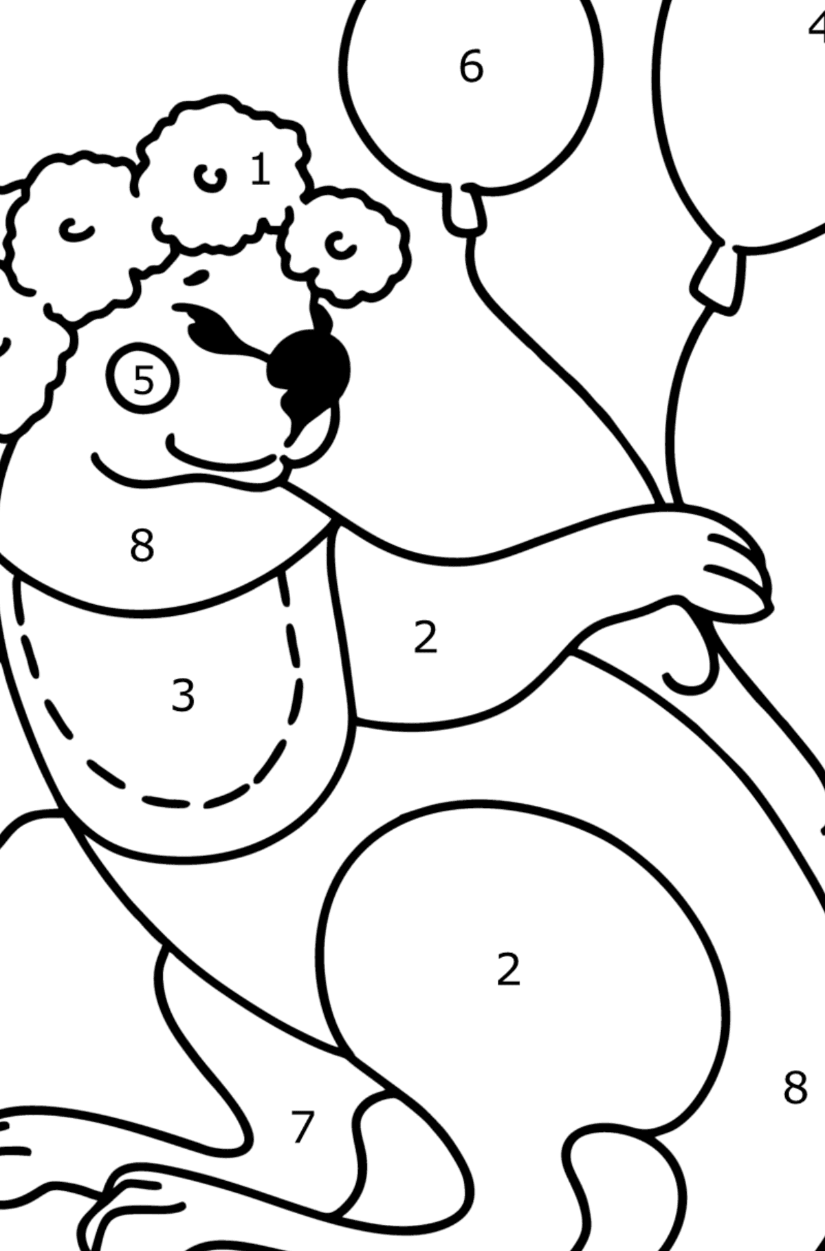 Beautiful Coloring page - Cartoon Baby Kangaroo - Coloring by Numbers for Kids