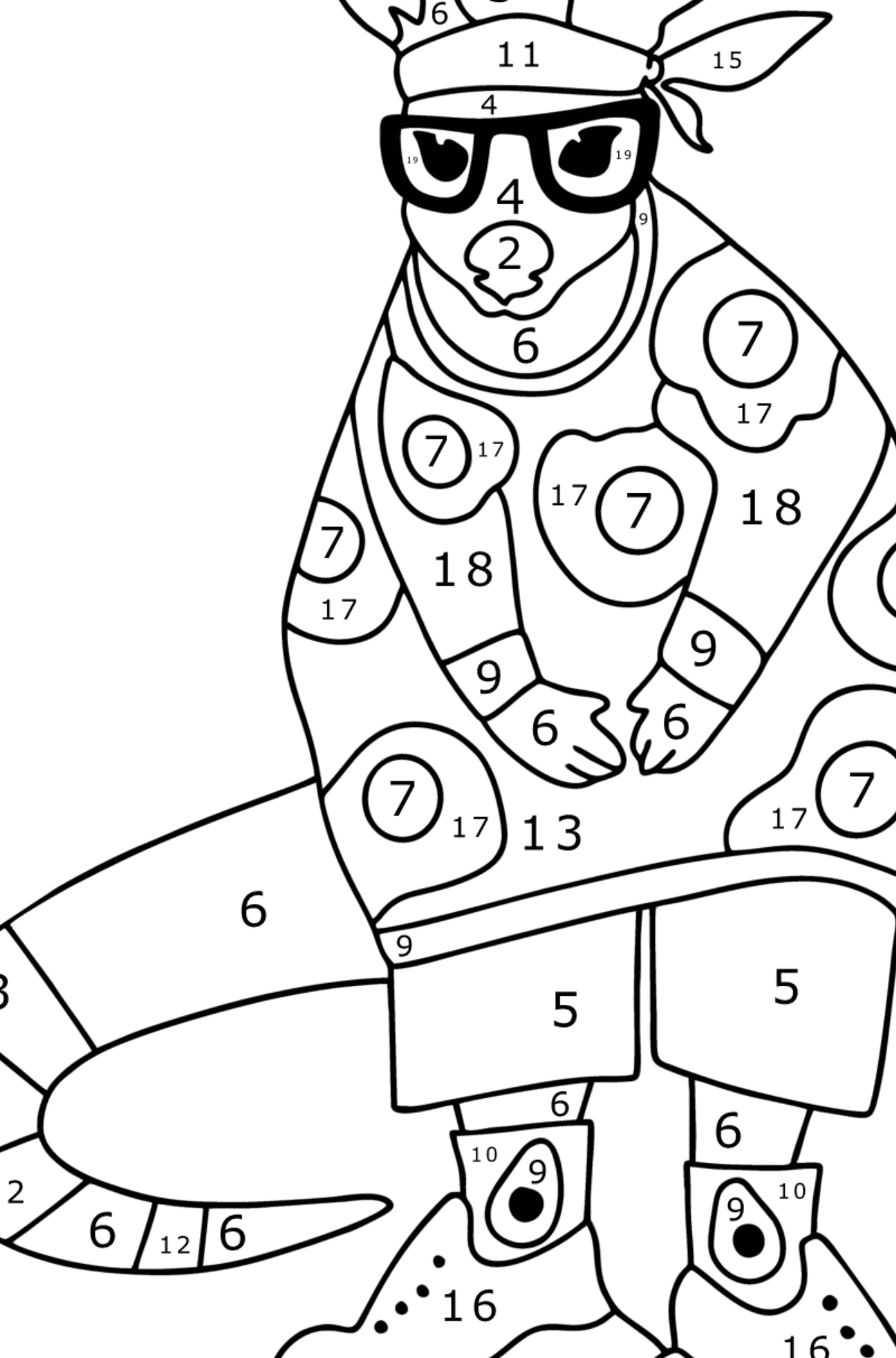 Omalovánka Kreslený milující klokan - Omalovánka podle Čísel pro děti
