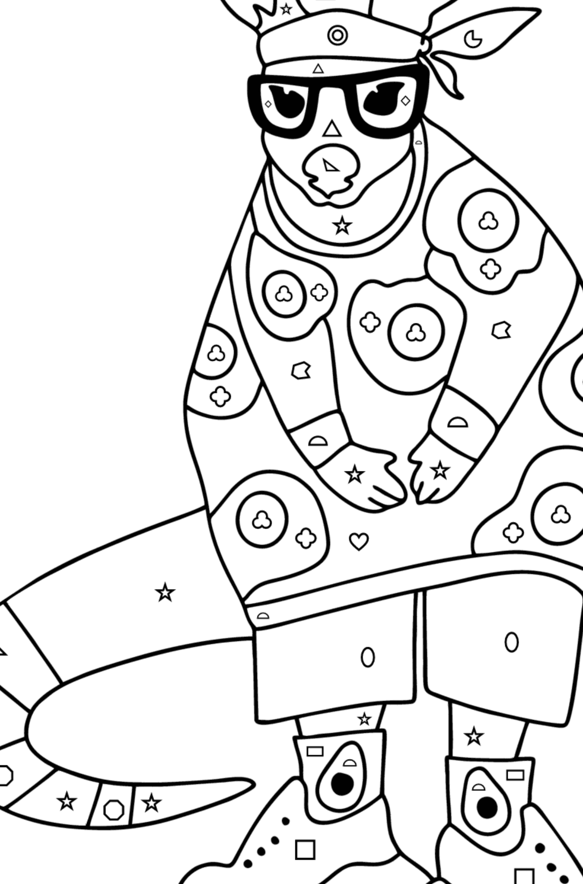 Omalovánka Kreslený milující klokan - Omalovánka podle Geometrických tvarů pro děti