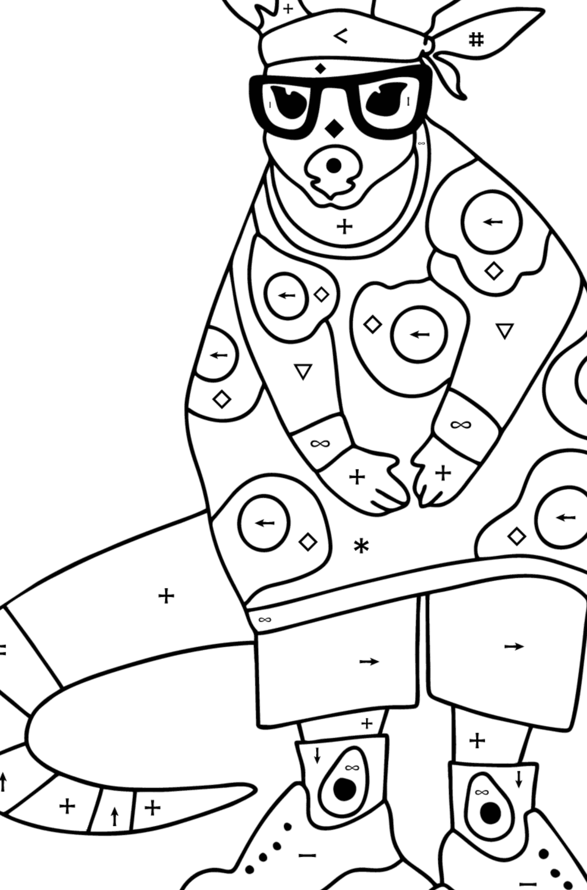 Omalovánka Kreslený milující klokan - Omalovánka podle Symbolů pro děti