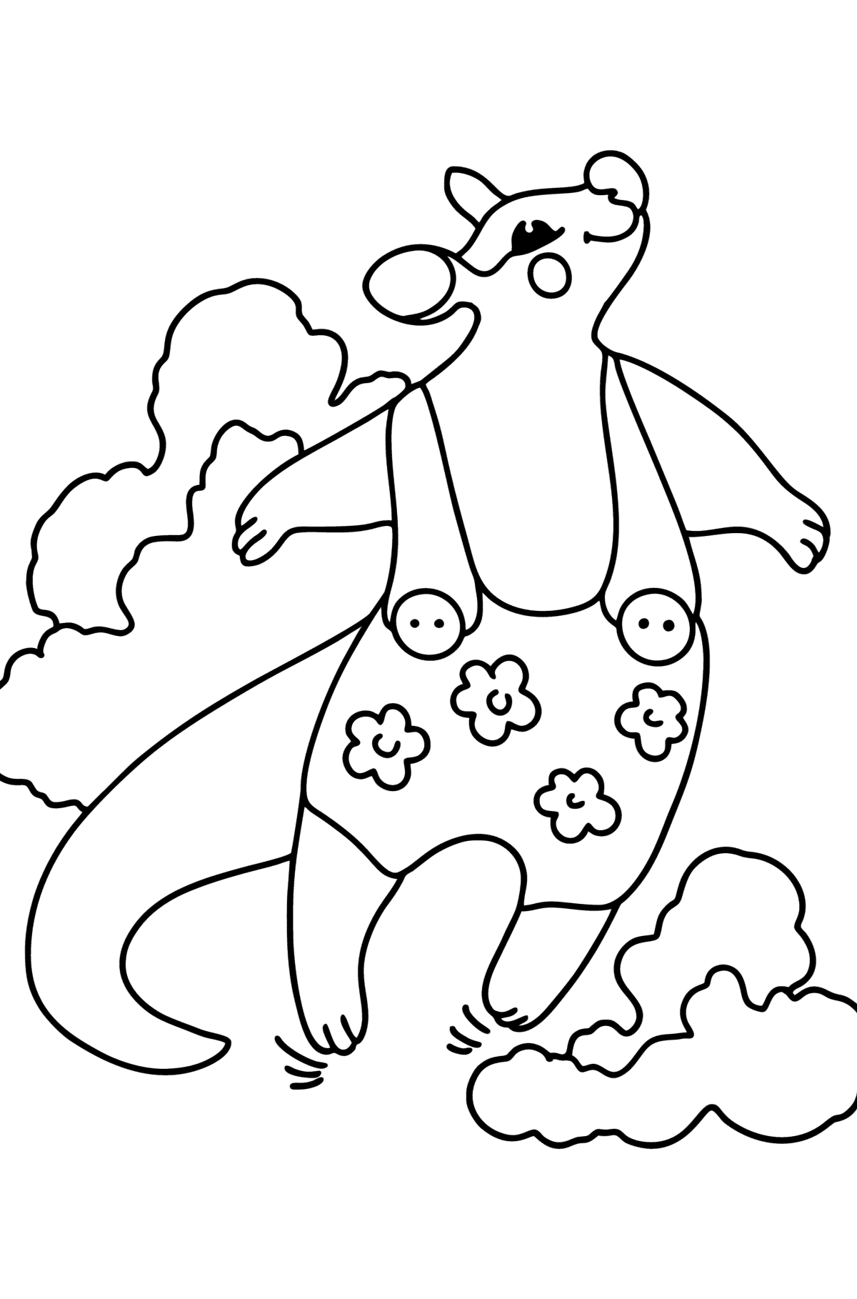 Tegning til farvning tegneserie kænguru hoppe - Tegninger til farvelægning for børn